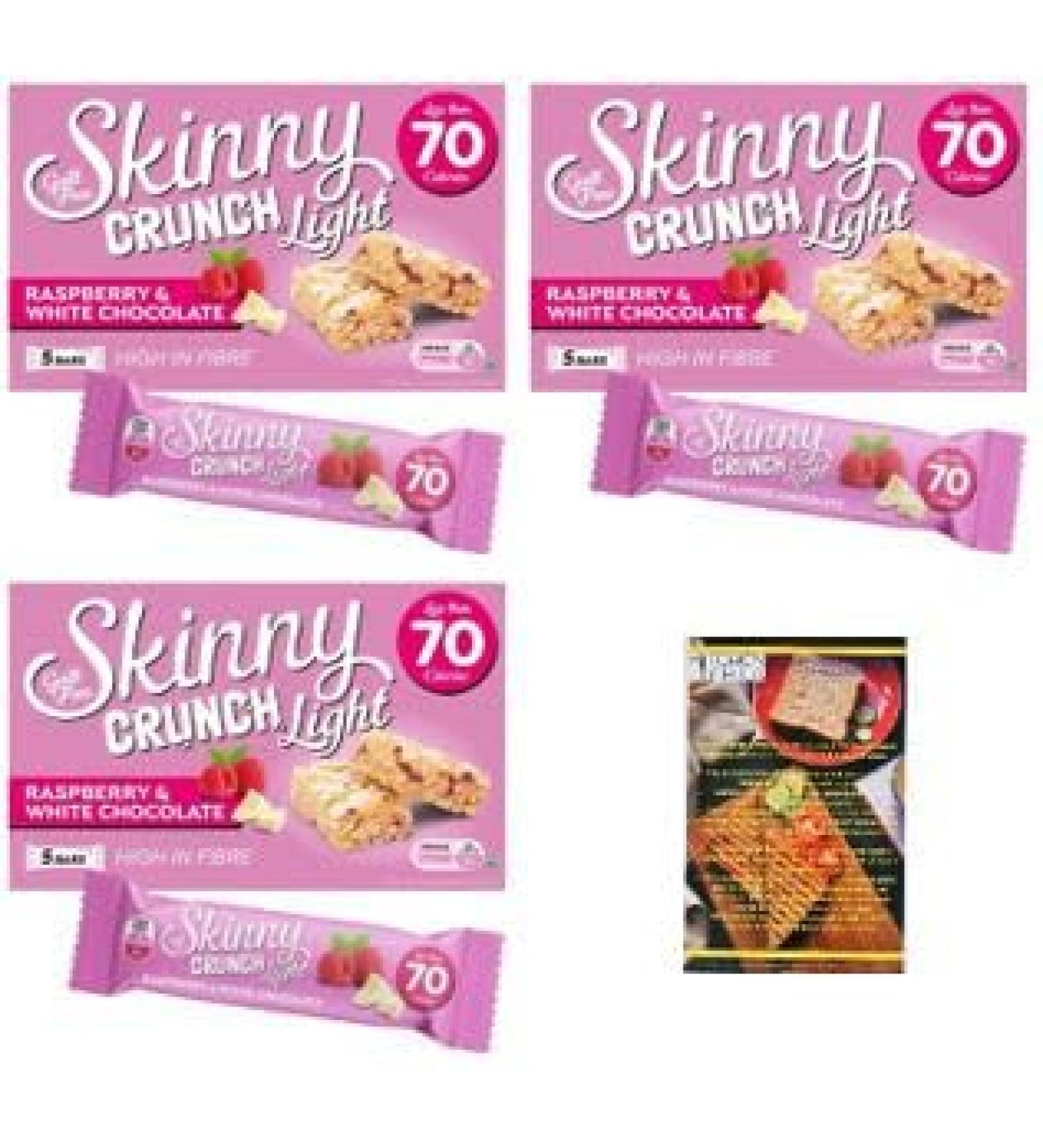 Skinny Crunch Bars Light Raspberry and White Chocolate x3 Packs with Kitchenfella Healthy Challenge - Buy Online on GoSupps.com