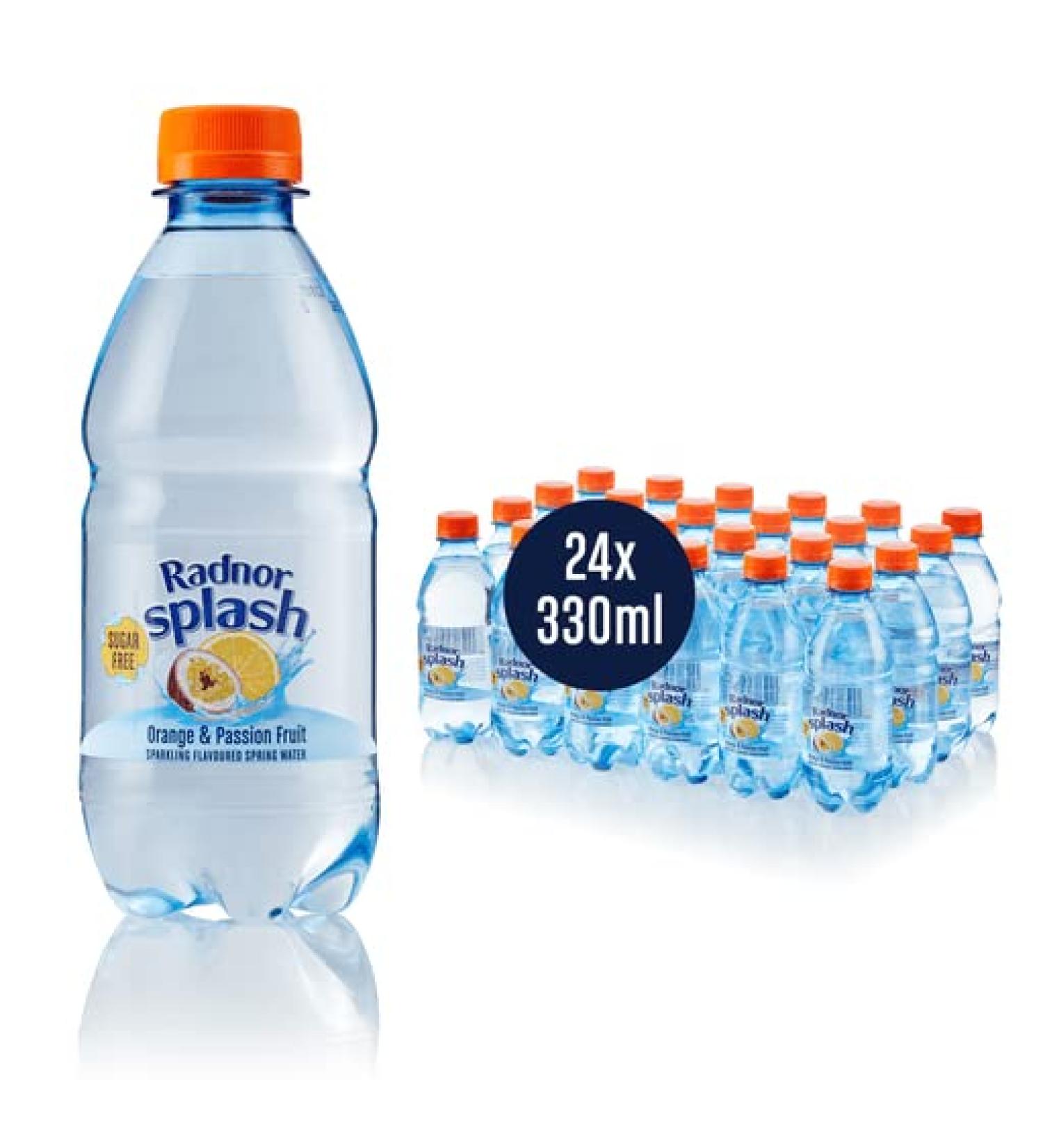 Radnor Splash Sparkling Orange & Passionfruit 24x330ml Sugar-Free Flavoured Water - Pack of 1 - Buy Online on GoSupps.com