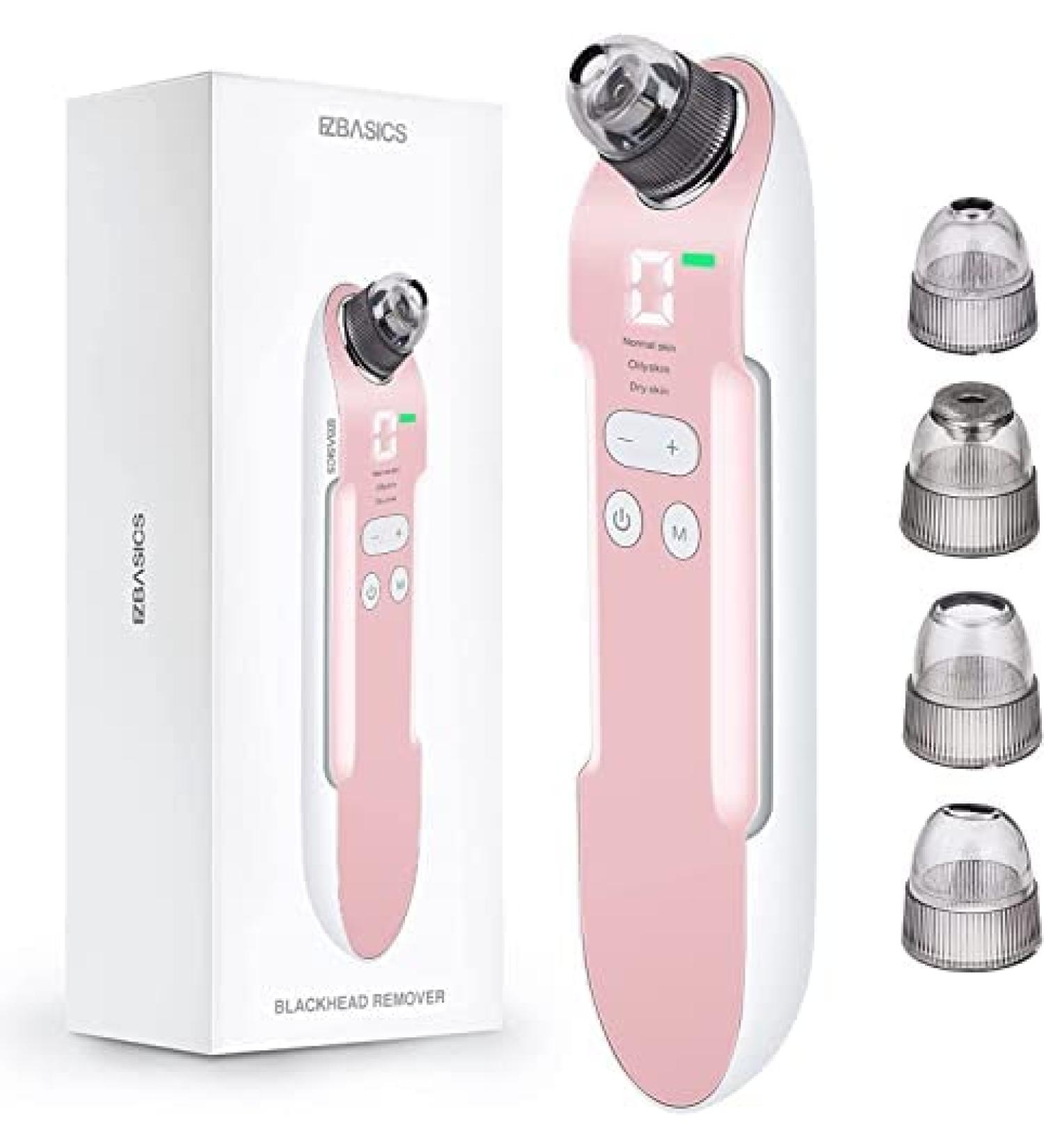 2023 Newest Rechargeable Blackhead Remover Vacuum Cleaner - EZBASICS Pore Vacuum with 3 Suction Levels, LED Display - Pink - Buy Online on GoSupps.com