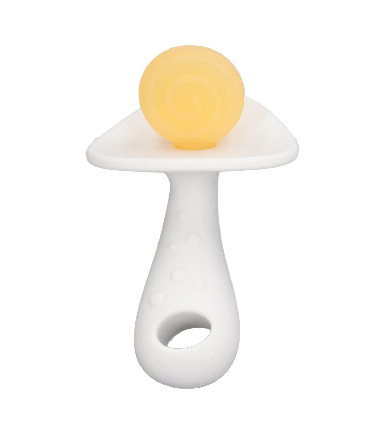 Newborn Teething Toy: Large Silicone Baby Teether Stick (Yellow/White) - Easy to Clean, Textured Handle - 6-12 Months - Buy Online on GoSupps.com