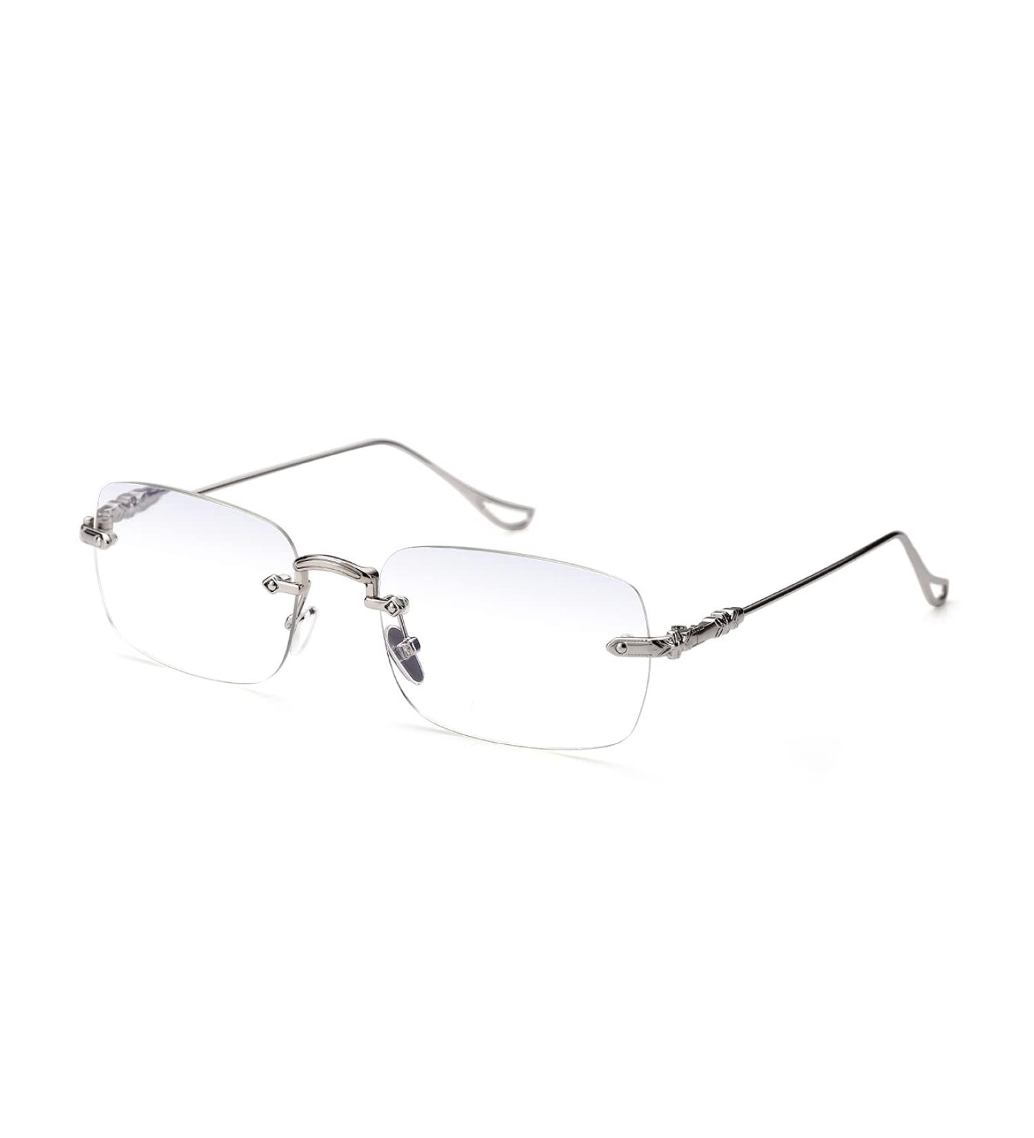 TERAISE Frameless Blue Light Blocking Reading Glasses for Men & Women - Rimless 2.5x Comfortable Computer Glasses in Silver - Buy Online on GoSupps.com