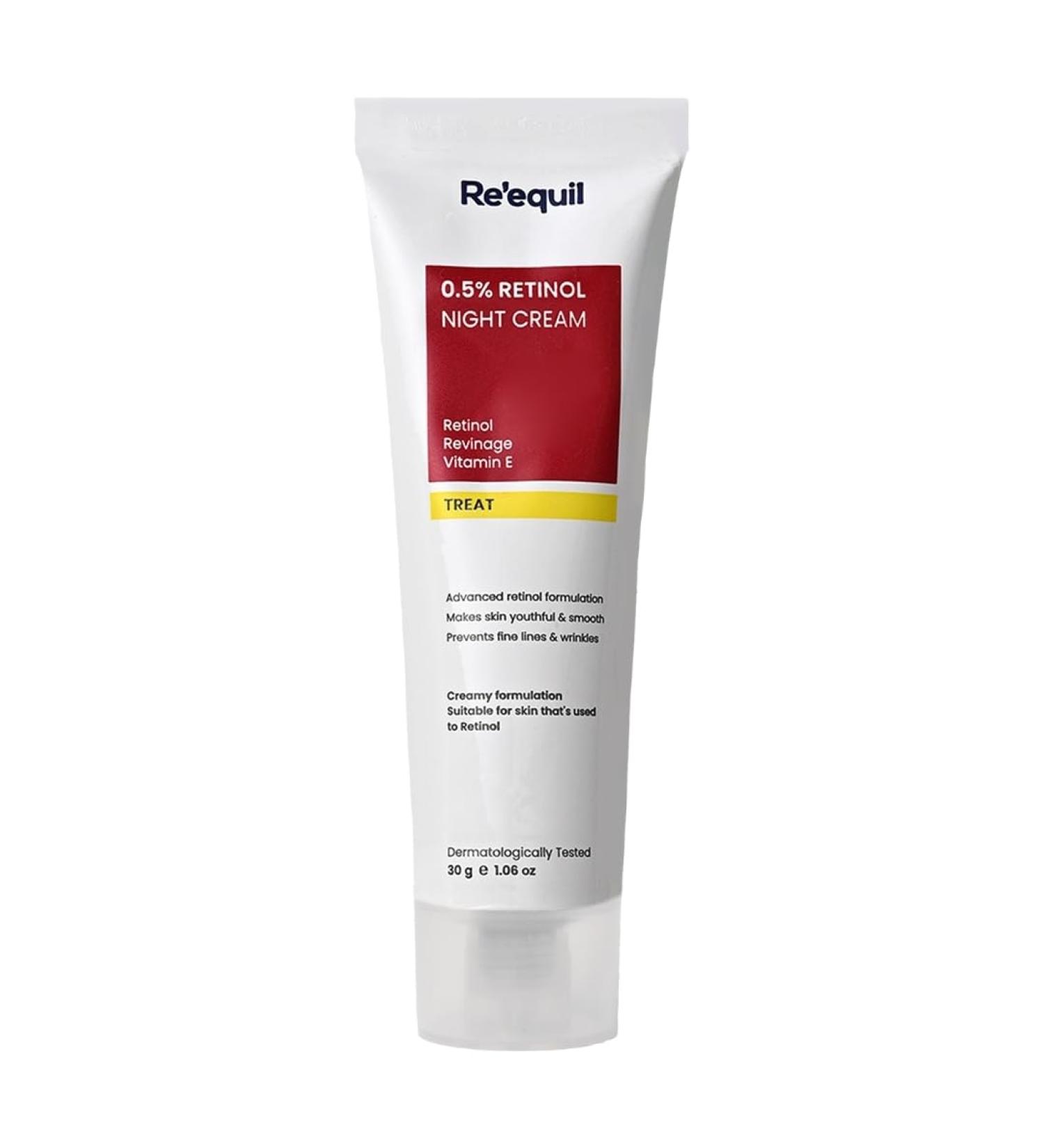 Re'equil 0.5% Retinol Night Cream | Makes Skin Youthful & Smooth | Prevents Fine Lines & Wrinkles | Unisex | All Skin Types | 30g - Buy Online on GoSupps.com