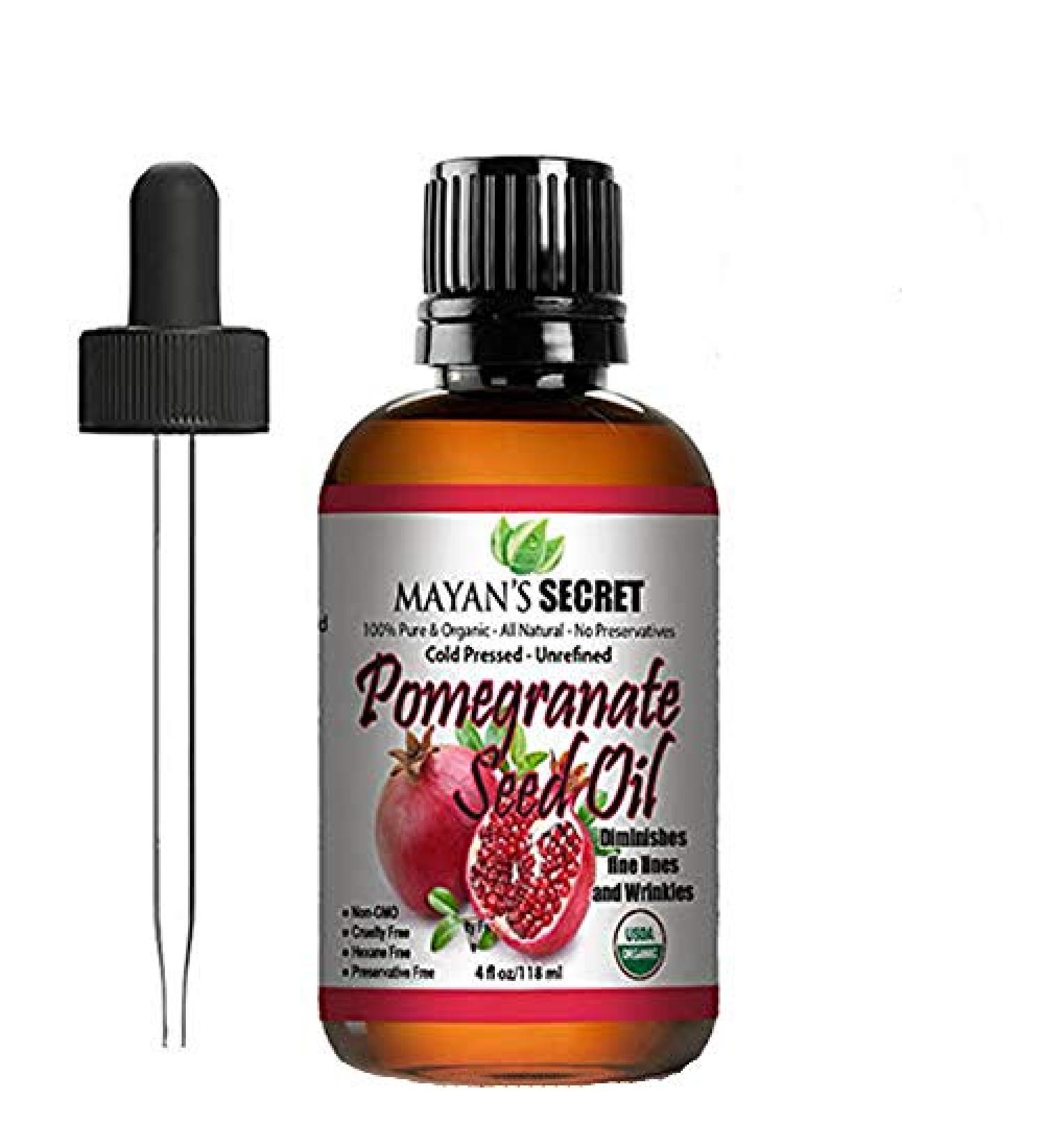 USDA Certified Organic Pomegranate Seed Oil - Cold Pressed Pure Skin & Hair Rejuvenating Oil - Buy Online on GoSupps.com