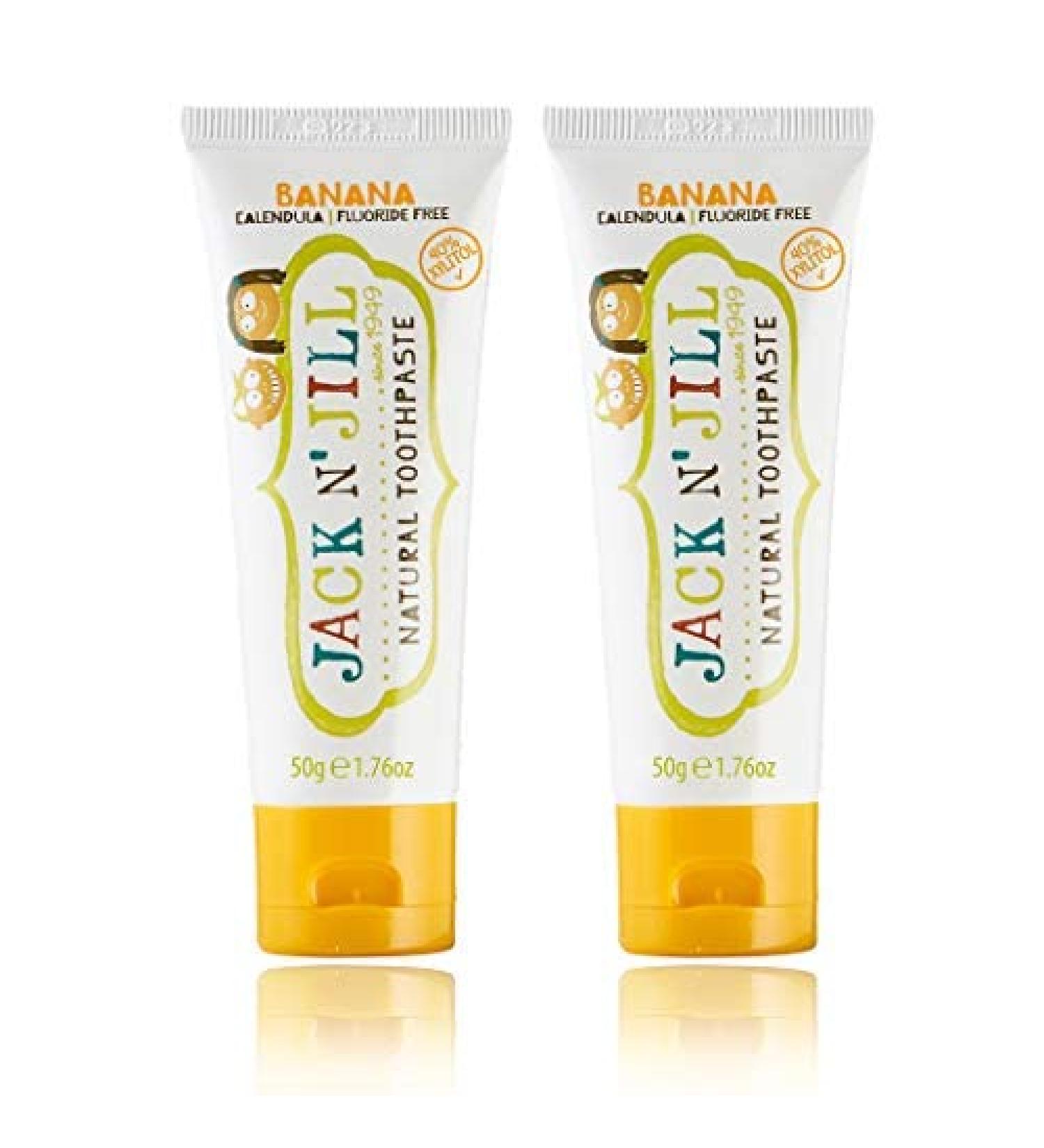 Jack N' Jill Kids Natural Toothpaste - Fluoride-Free Organic Banana Flavor - BPA & SLS-Free, 1.76oz (2 Pack) - Make Brushing Fun for Kids - Buy Online on GoSupps.com