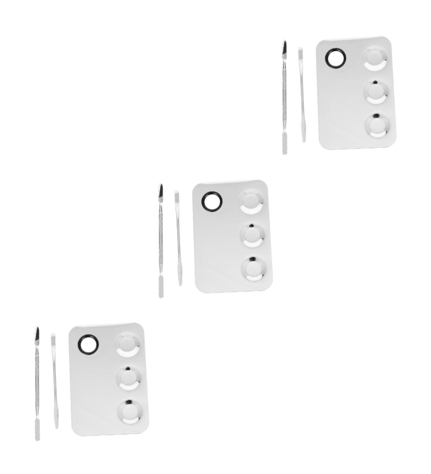 3pcs Nail Art Palette Set - Manicure Tools with Spatula | Metal Nail Polish Trays for Professional Nail Painting - Buy Online on GoSupps.com