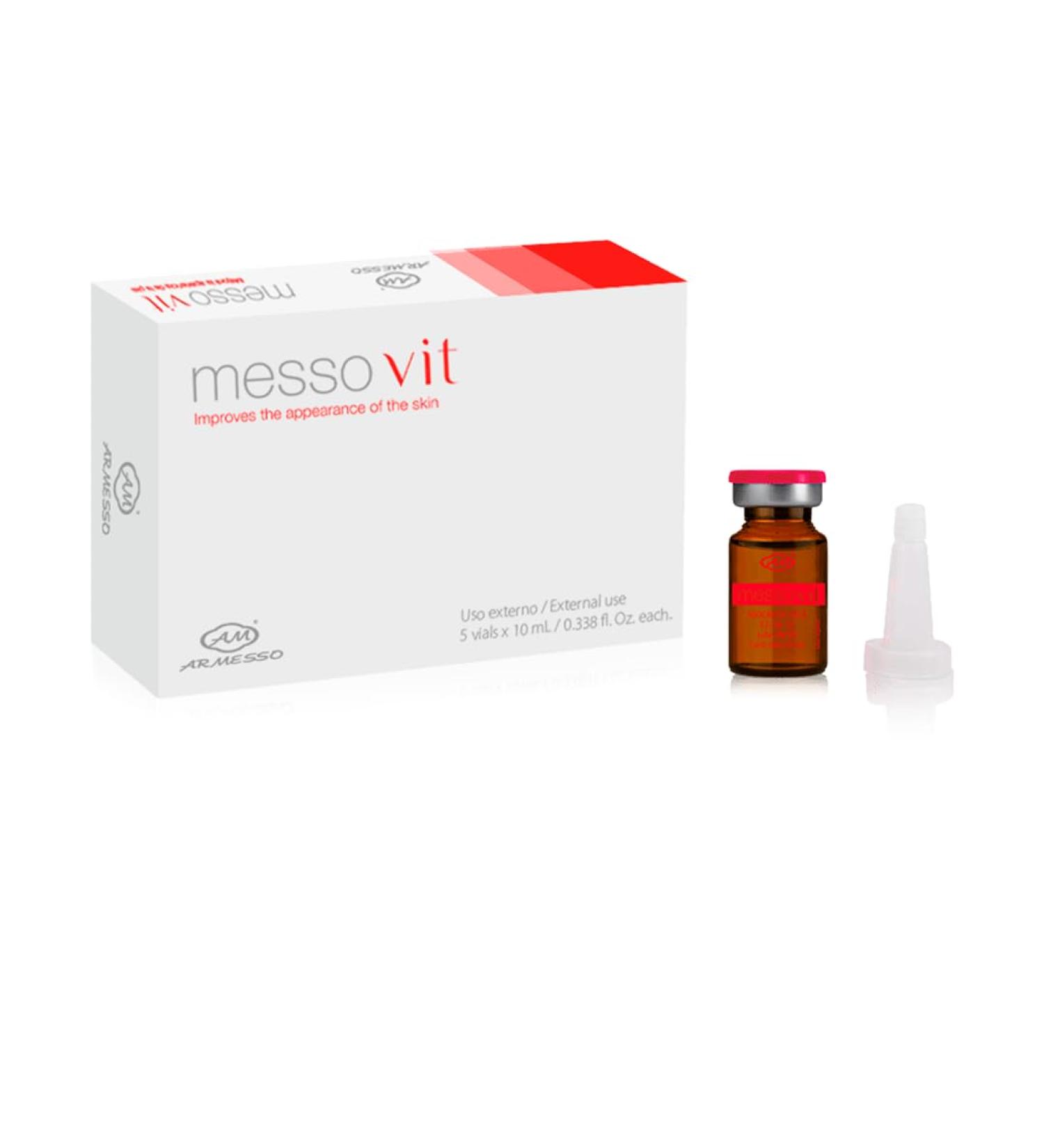 AM Armesso | MessoVit Skin Revitalization & Cellular Energizer Serum | With Methyl Glucoside Phosphate DMAE Amino Acids & Vitamins | For Professional Use Only | 5x10mL Vials