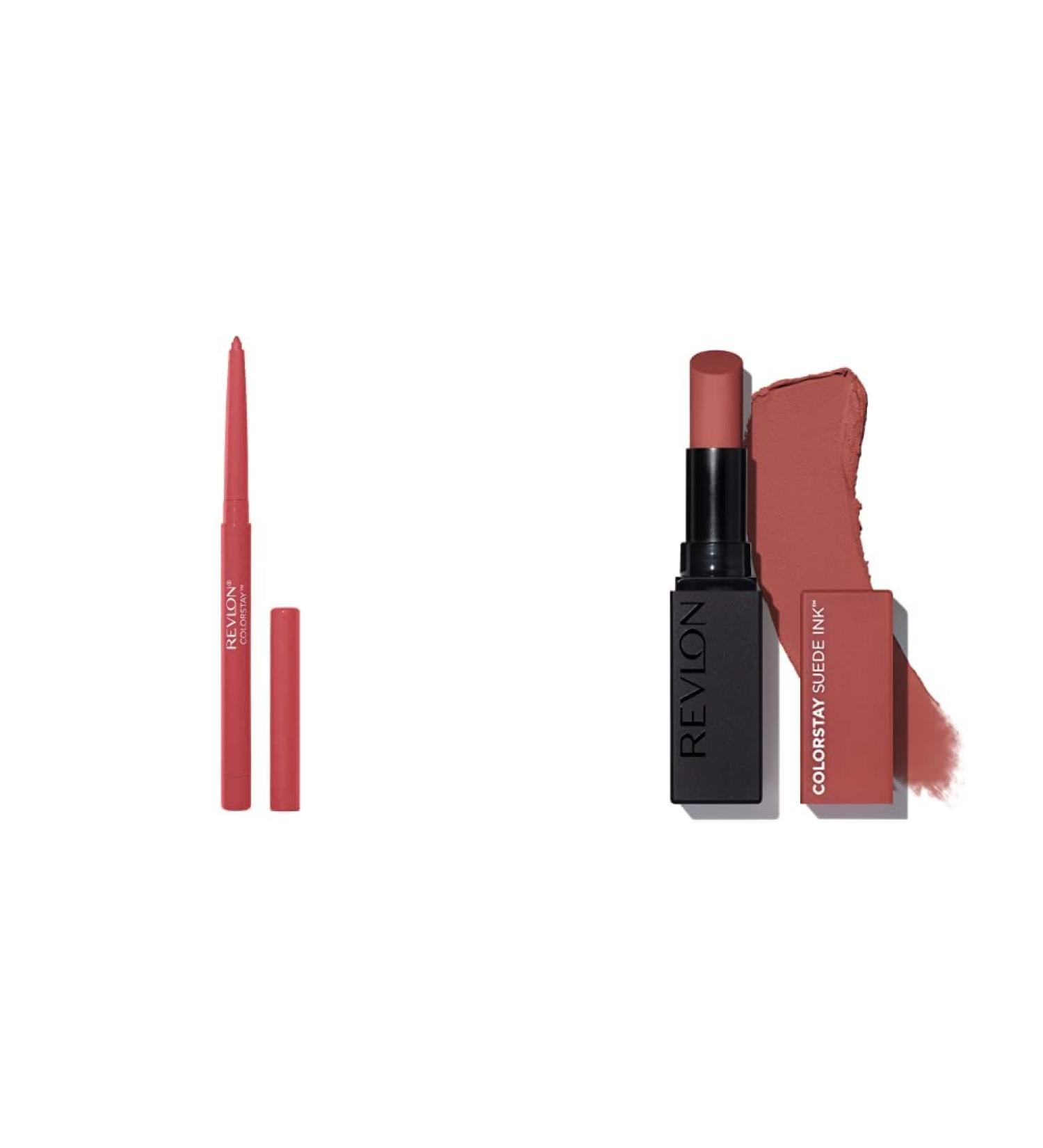 REVLON Bundle of Lip Liner Colorstay 650 Pink Lipstick ColorStay Suede Ink Matte Color 003 Want it All (Pack of 1) Color Stay Suede Ink 3 Count (Pack of 1)
