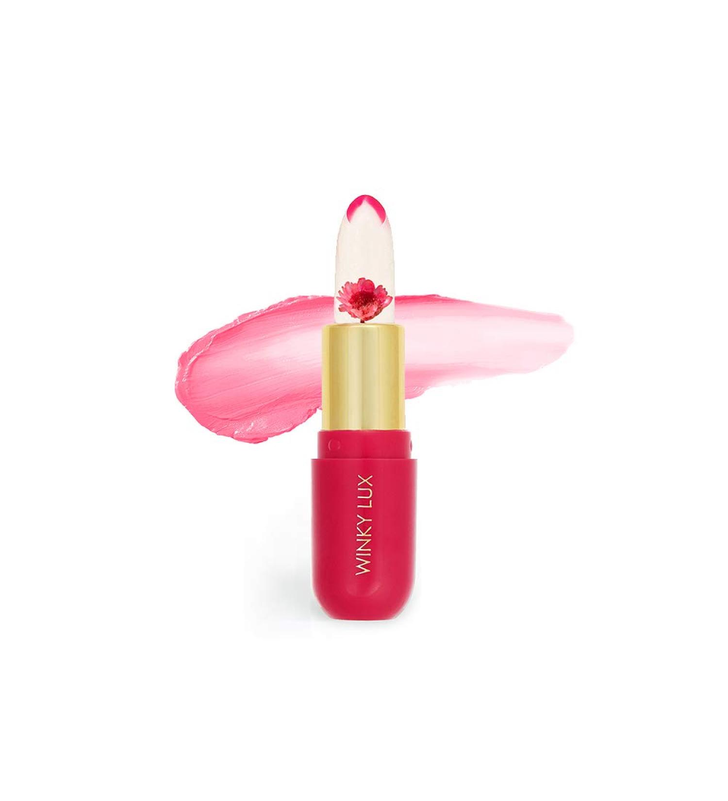 Winky Lux Flower Balm - Vegan Lip Stain with Real Chrysanthemum - Pink Color Changing Lipstick - Vanilla Scented Natural Lip Balm - Buy Online on GoSupps.com