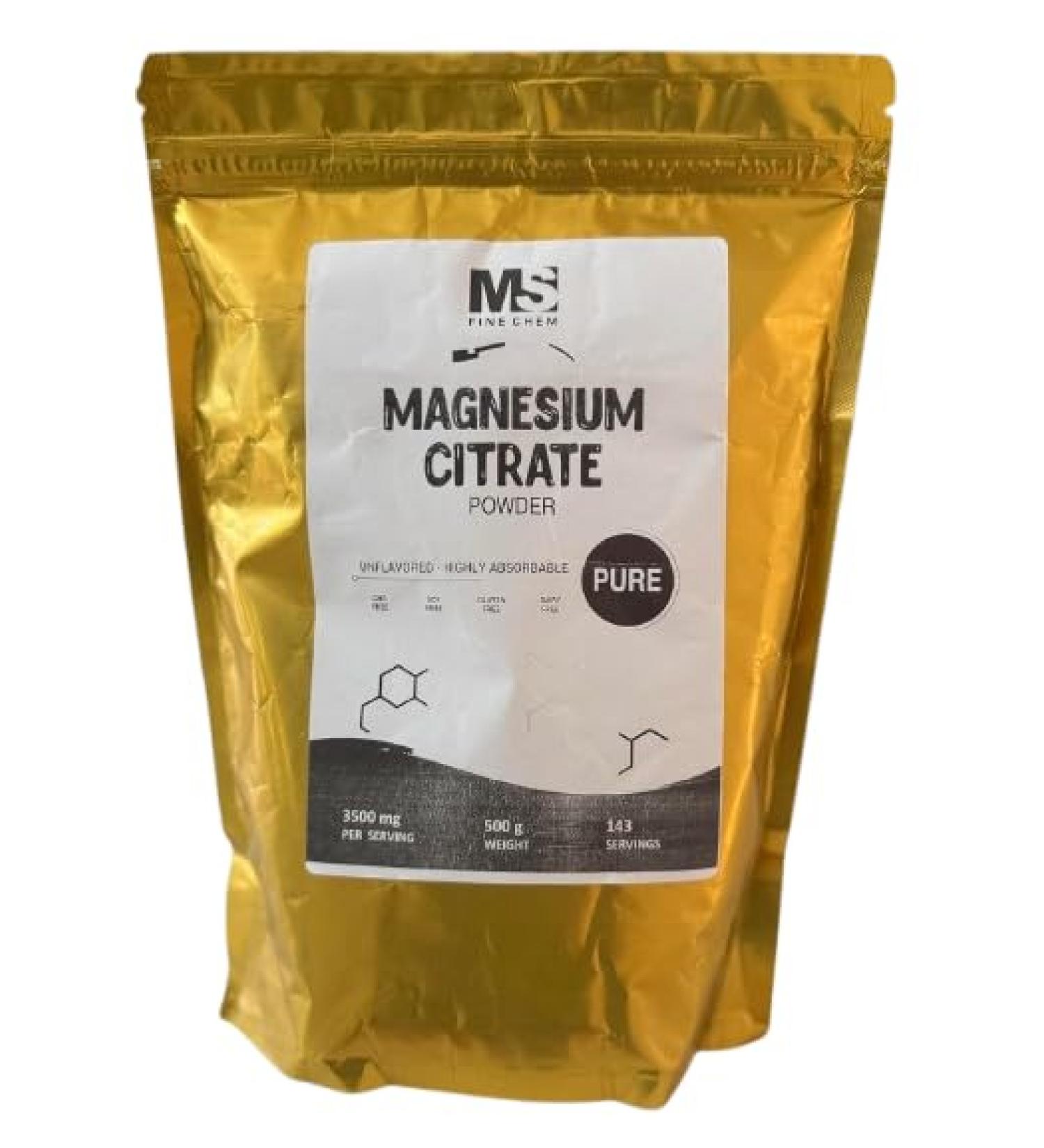 Magnesium Citrate Powder Magnesium Supplement Providing 400mg Elemental Magnesium Pure & Gluten Free Formula High Absorption Support for Muscle Nerve & Digestive Health 500g - Buy Online on GoSupps.com