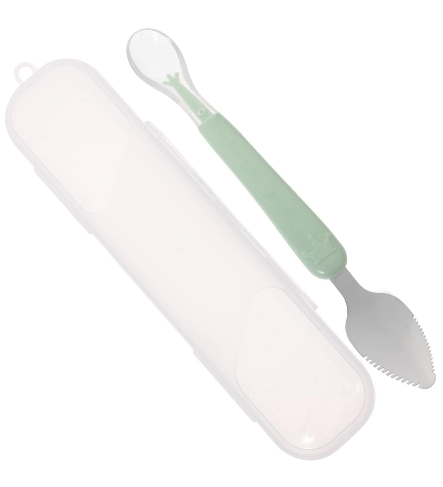 NUOBESTY Double Head Baby Silicone Food Spoon - Portable Mud Scraping Scraper for Babies - Green - Buy Online on GoSupps.com