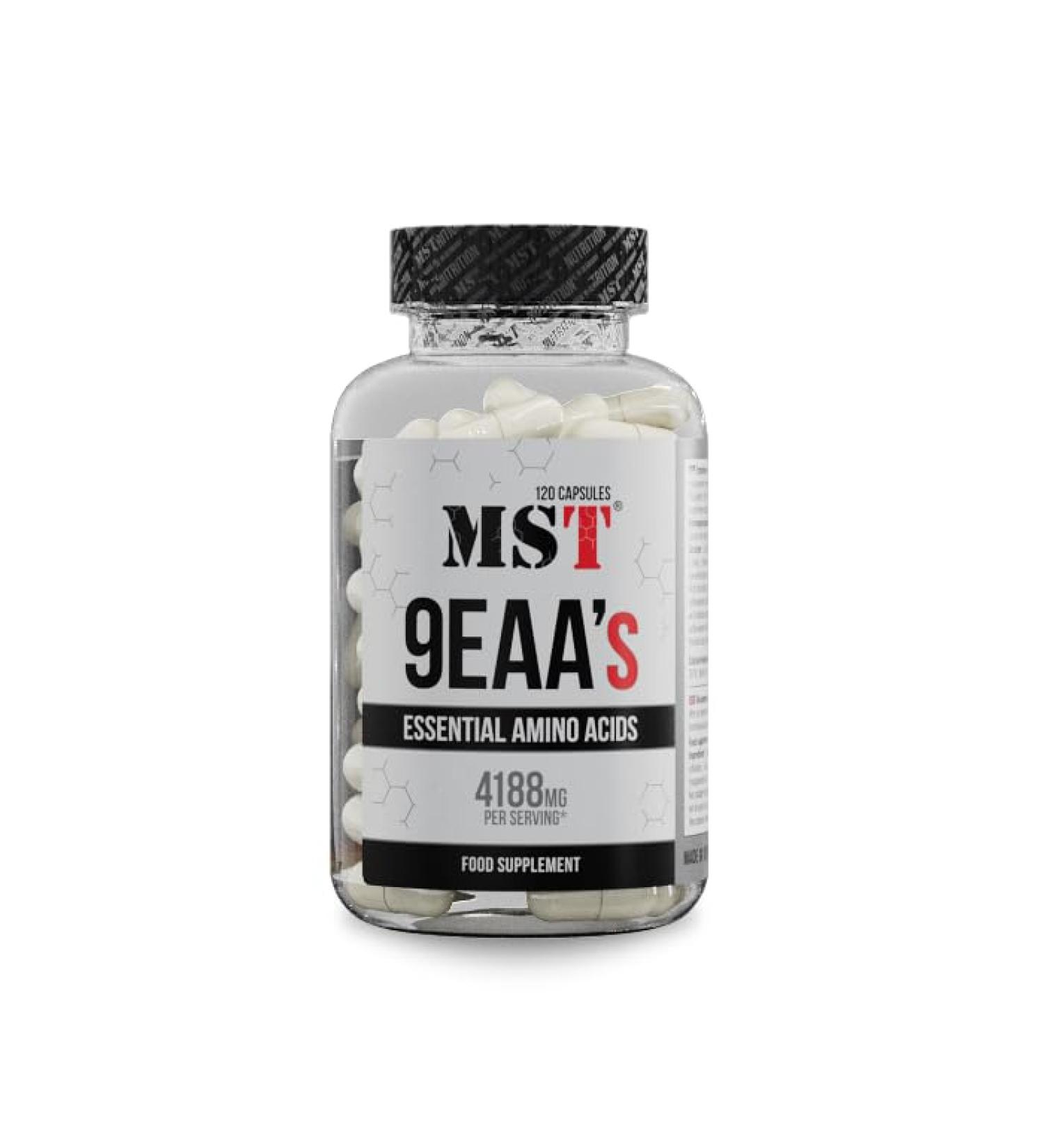 FI Fitness MST 9EAAs Essential Amino Acids supplement with all nine essential amino acids for muscle building regeneration and performance high dose in capsule form Made in Germany 120 capsules - Buy Online on GoSupps.com