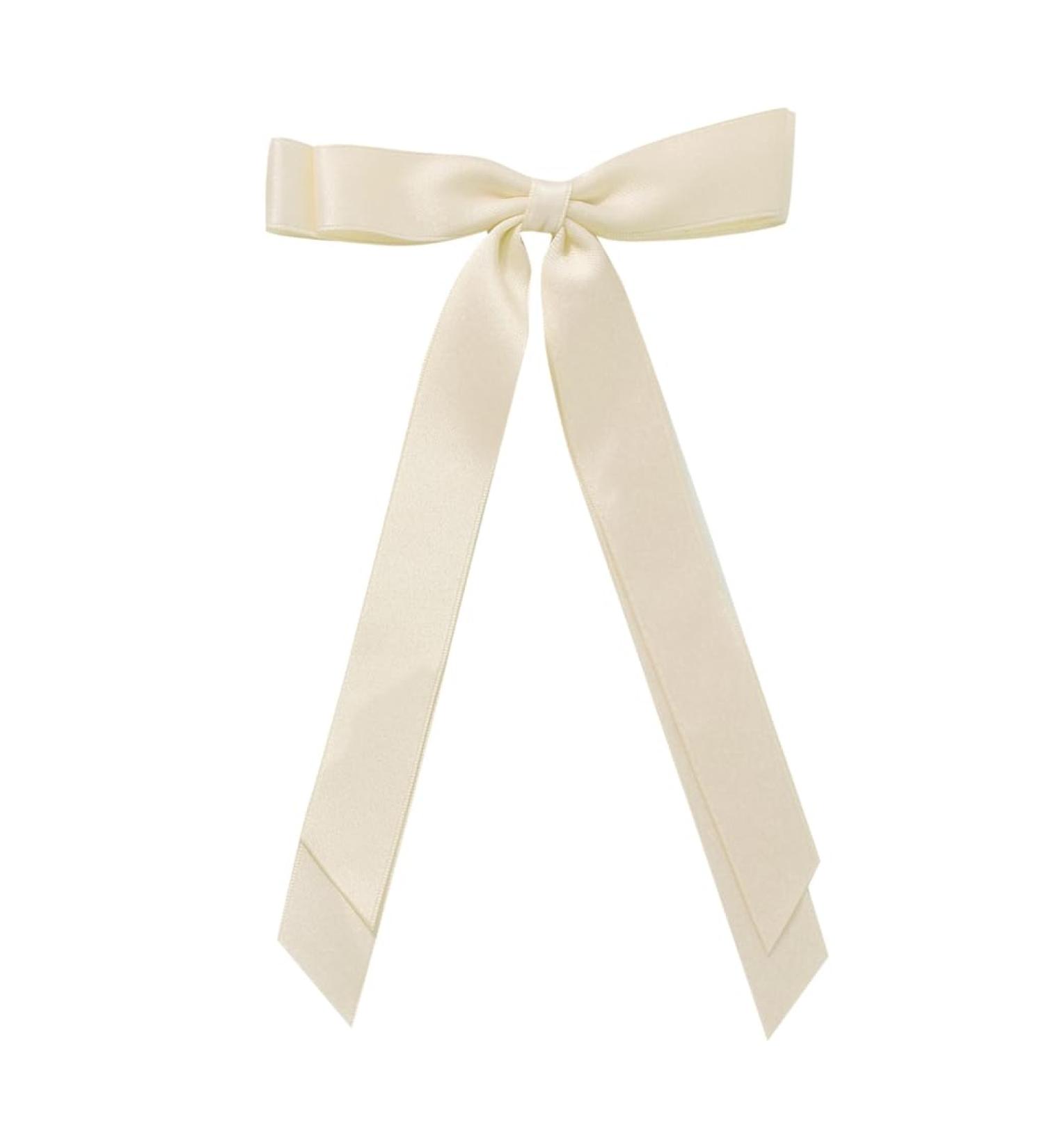 PLCPDM Sweet Long Bow Hair Clip Bow Elegant 2000s-style Bow Bunches Accessories Sweet Balletcore Milky white - Buy Online on GoSupps.com