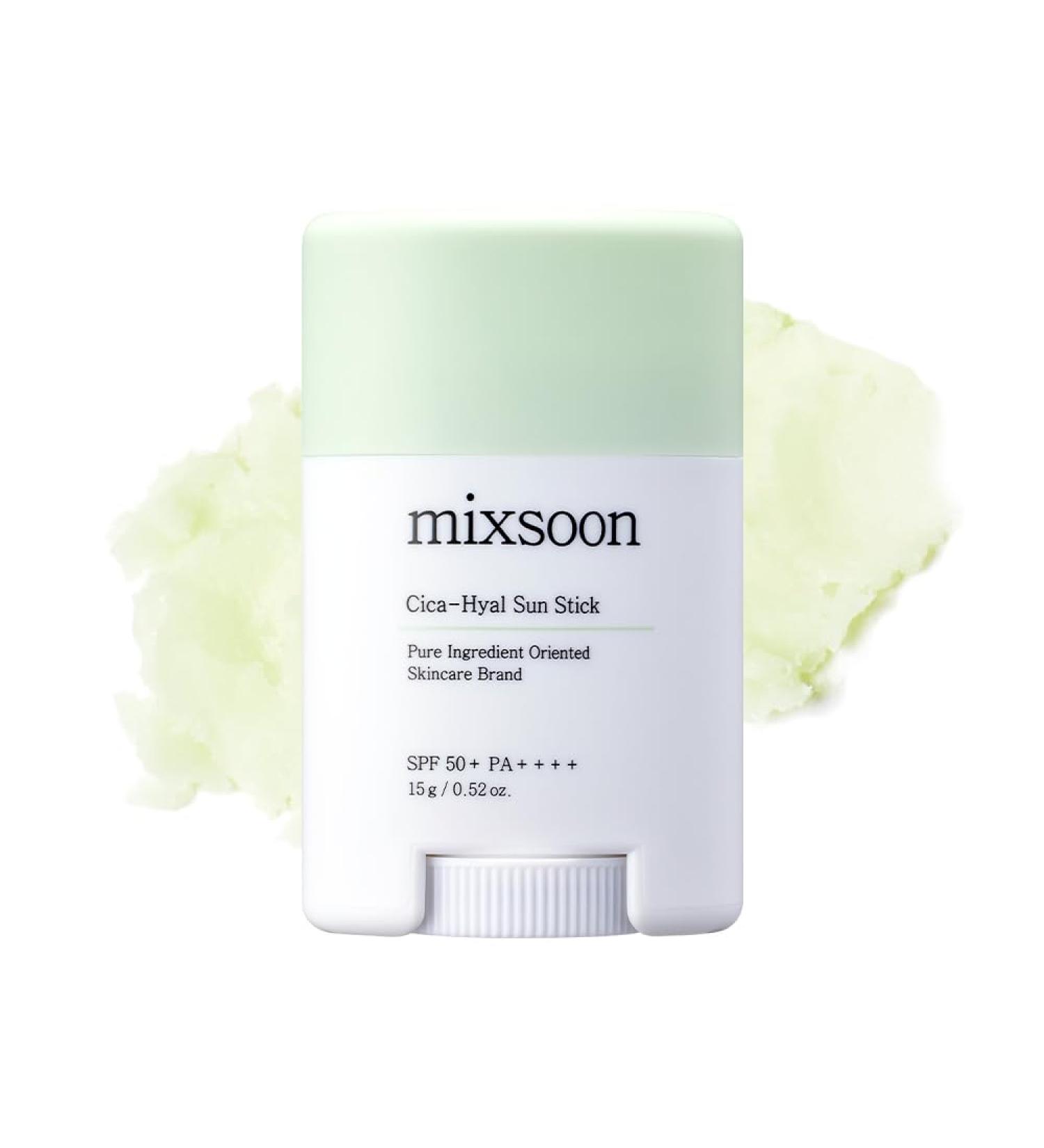 Cosmecca Korea co LTD mixsoon CicaHyal Sun Stick SPF 50+ PA++++ 15g Moisturizing & Soothing Sunscreen Stick with 3 Types of Hyaluronic Acid NonGreasy Vegan ReefSafe For Sensitive Skin