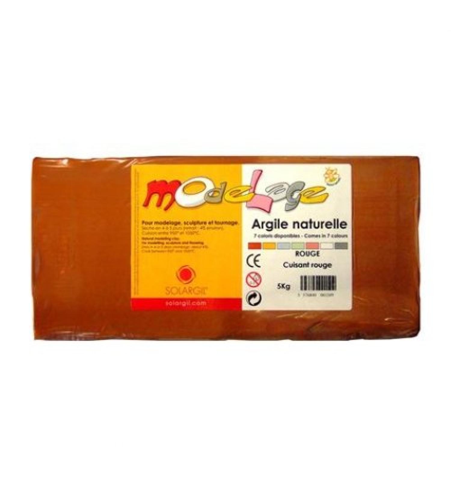 Solargil SOLARGIL 5kg block of natural modeling clay red