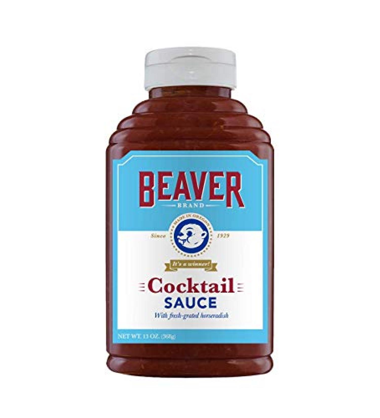Beaver Cocktail Sauce with Fresh Grated Horseradish, 13 Ounce Squeeze Bottle