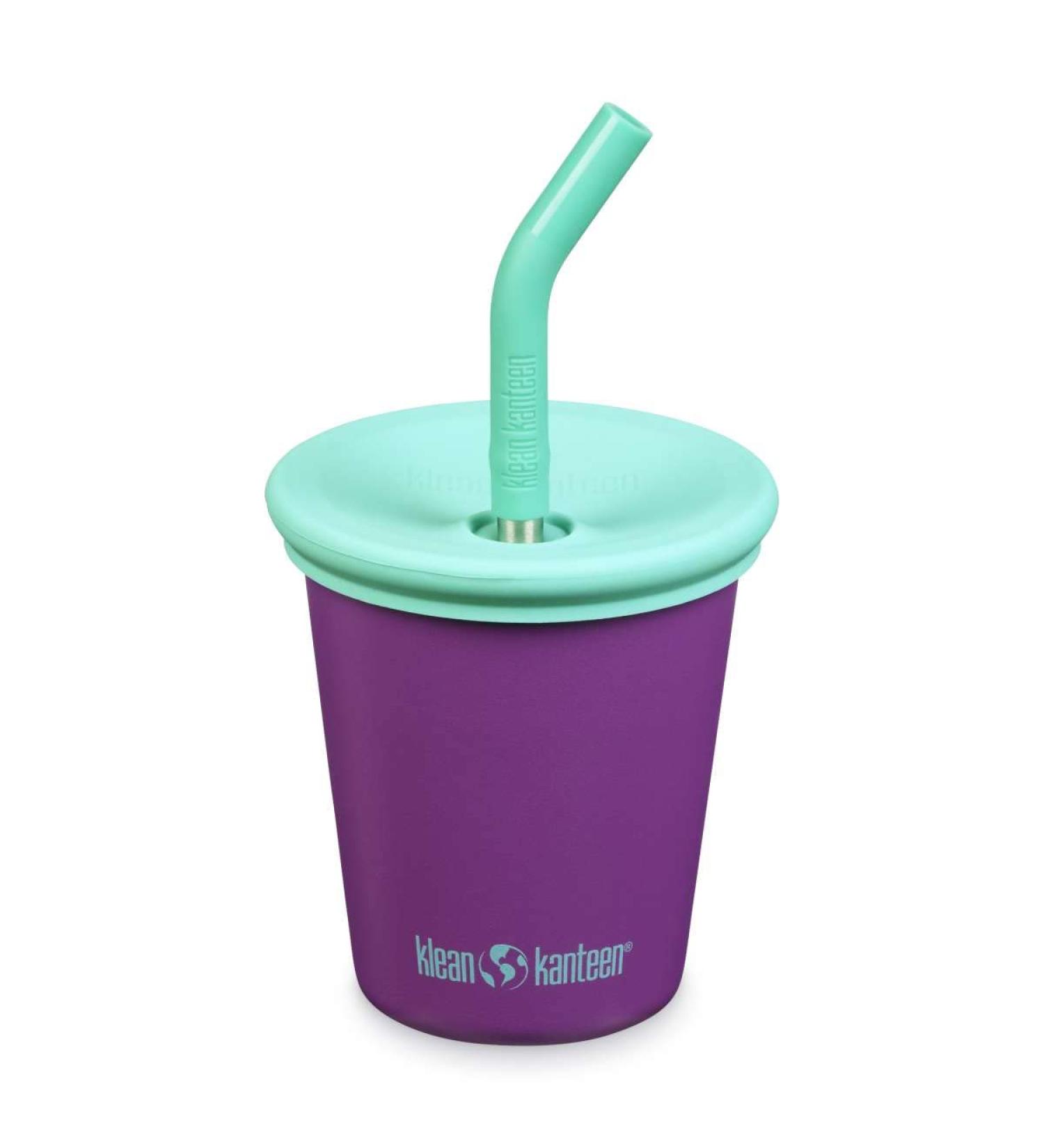 Klean Kanteen Kid Cup 10oz Stainless Steel Cup with Spill-Poof Straw Lid - Sparkling Grape
