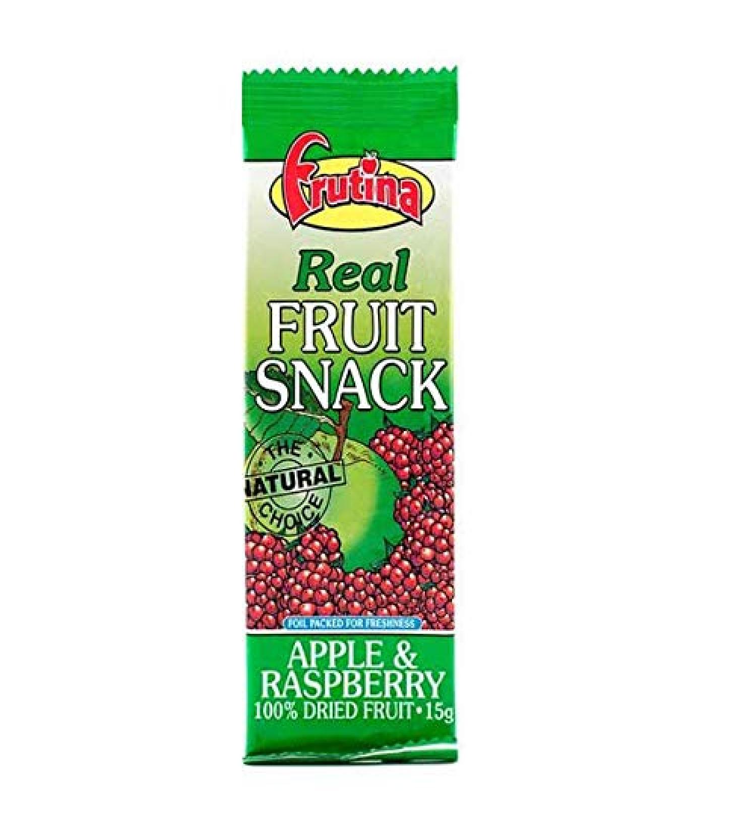 Frutina 100% Real Fruit Bars Great for Kids Vegan NO Added Junk NO preservatives NO Artificial Colours & Flavour 12 x 15g (Raspberry)