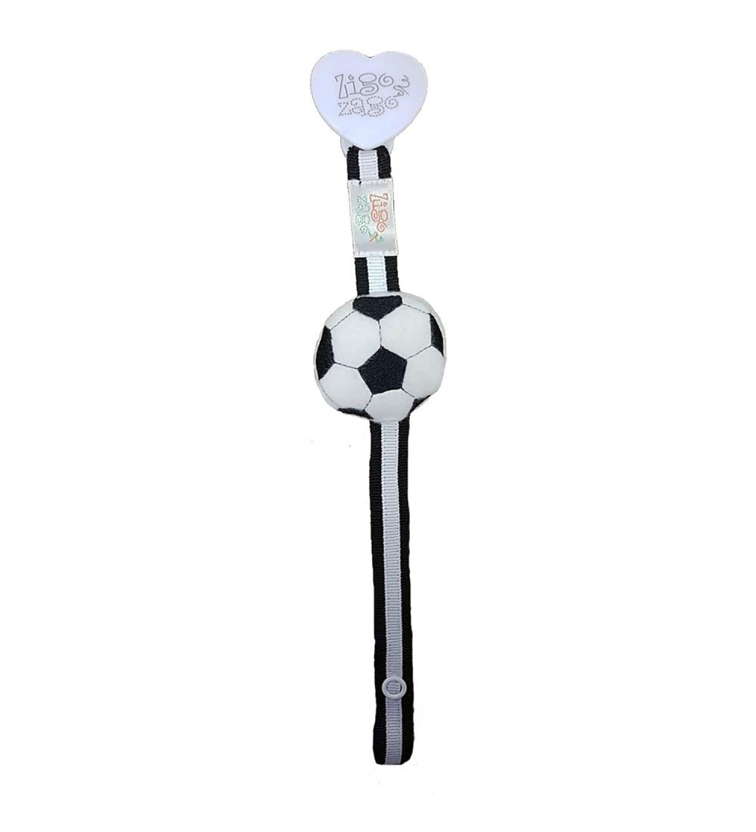 Zigozago Pacifier Chain Football | Handmade White Fabric Pacifier Chain with 3D Balloon - International Shipping Available - Buy Online on GoSupps.com