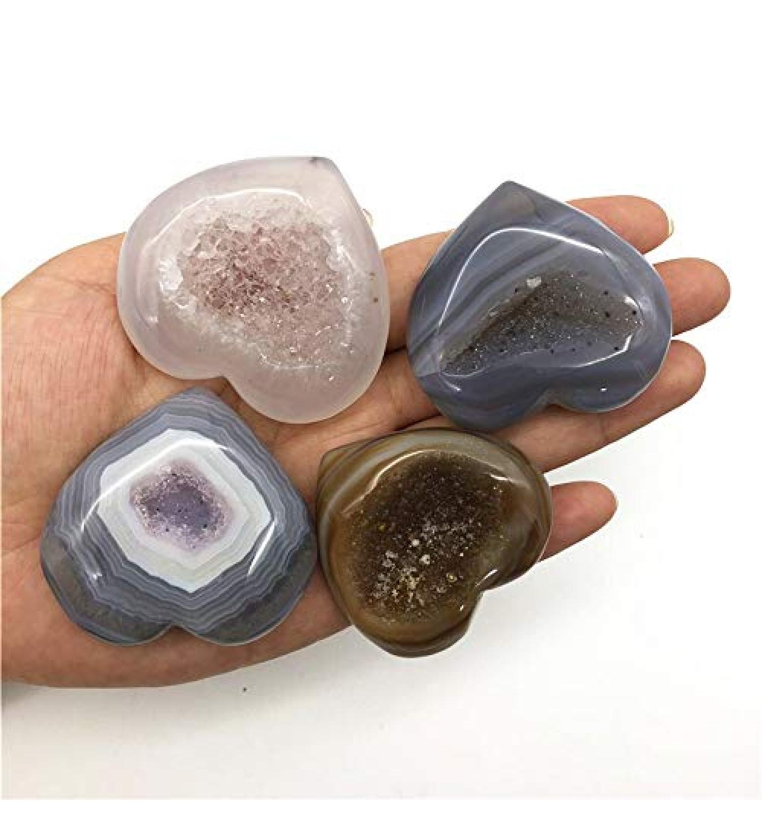 Natural Crystal Rough Beautiful 1pc Natural Agate Geode Quartz Crystal Carved Heart-Shaped Crystal Geode Heart Natural Quartz Crystals - Stones - - (Size: 45-55mm) - Buy Online on GoSupps.com