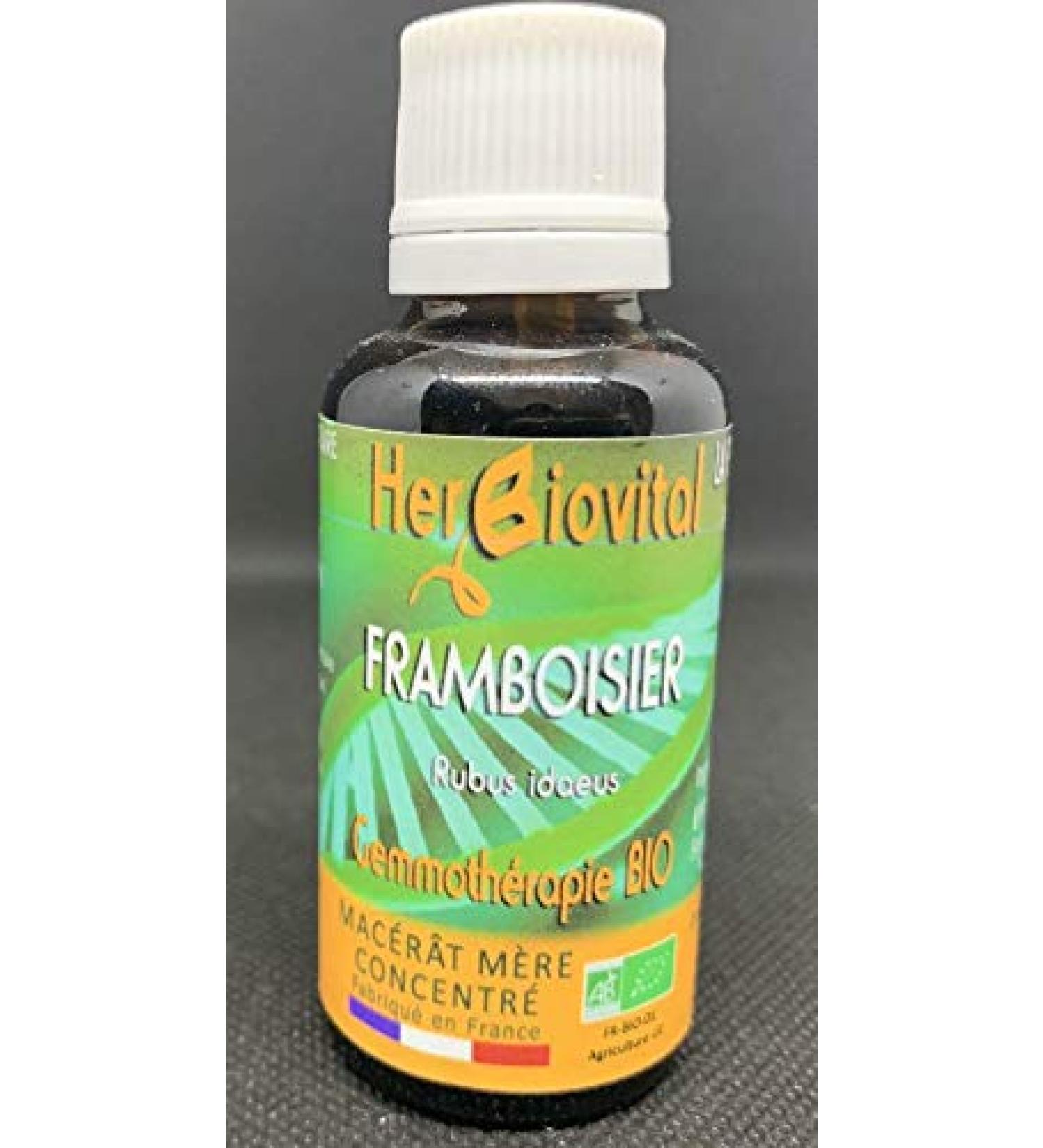 Herbiovital - Organic Raspberry - Macerate of the female cycle - Gemmotherapy Concentrated - 30 ml - Actively participates in the good hormonal balance of women - Made in France - Buy Online on GoSupps.com
