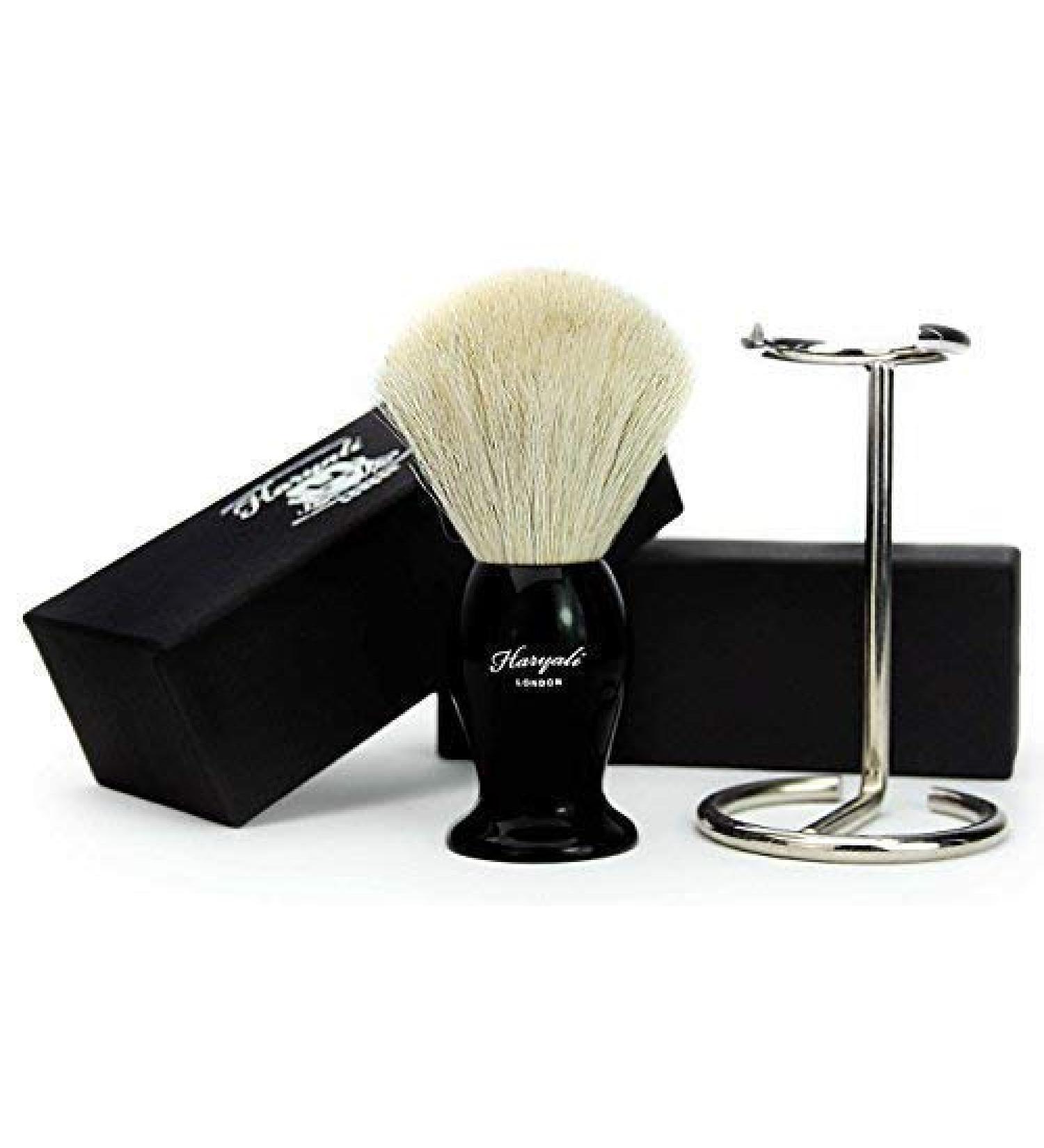 White Badger Hair Shaving Brush with Stand & Stylish Packaging | Perfect Daily Shaving for Men - International Shipping - Buy Online on GoSupps.com