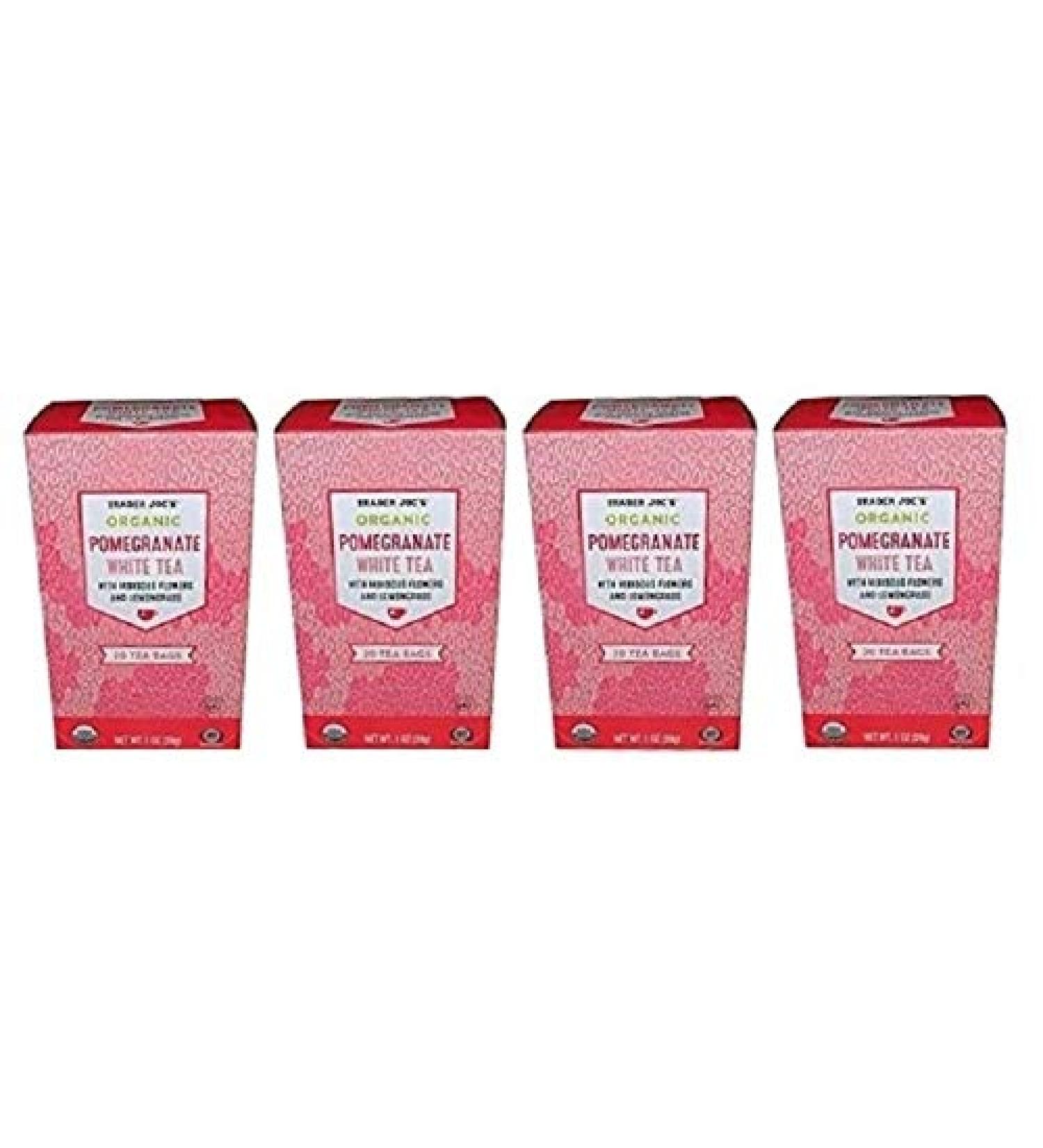 Trader Joe's Pomegranate White Tea - 80 Tea Bags (20 Bags x 4 Pack) - Buy Online on GoSupps.com