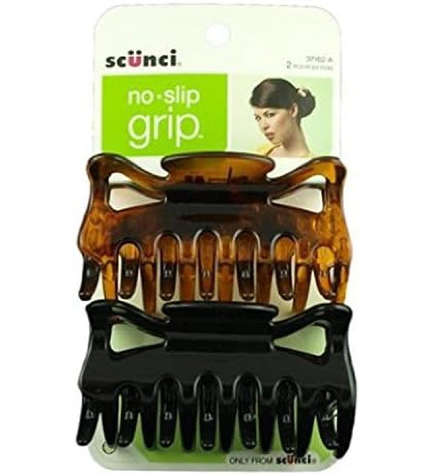 Scunci No-Slip Grip Jaw Clips, 9 cm 2 ea