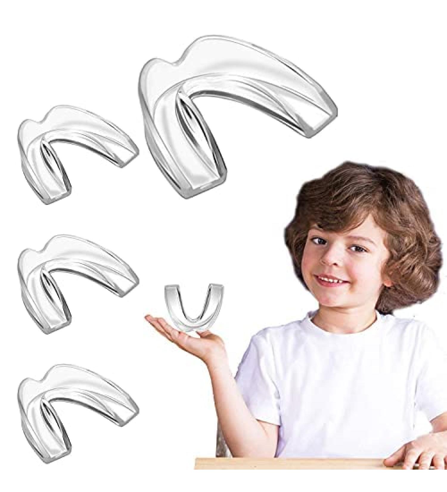 Kids Mouth Guard for Teeth Grinding - Pack of 4 Bite Guards + Dental Guard Case - Stop Clenching Bruxism - Teeth Whitening Tray & Sports - Moldable Bite Guards for 5-10 Year Olds - Buy Online on GoSupps.com
