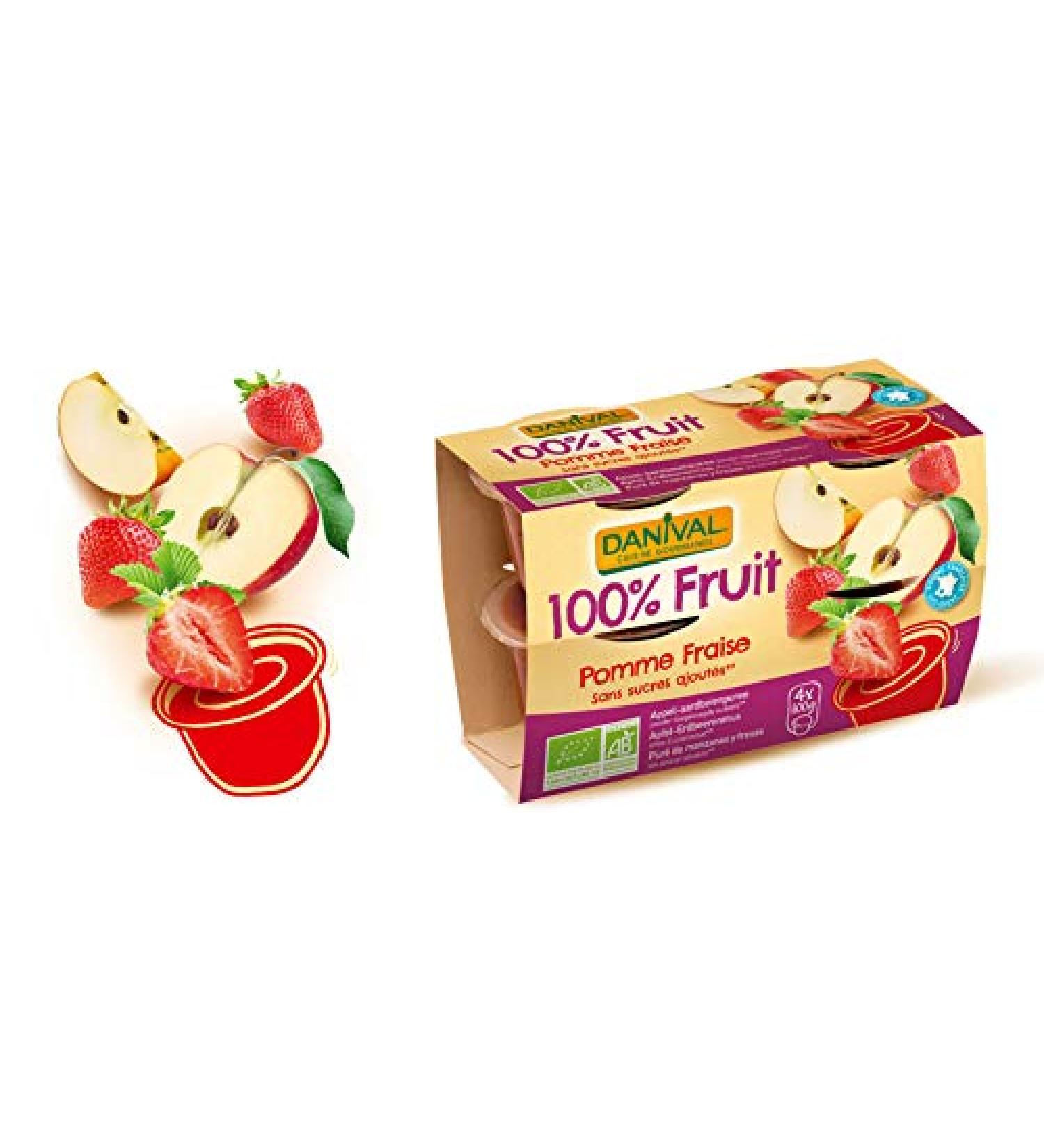 DANIVAL - MANZANA FRESA PURE 4X100G