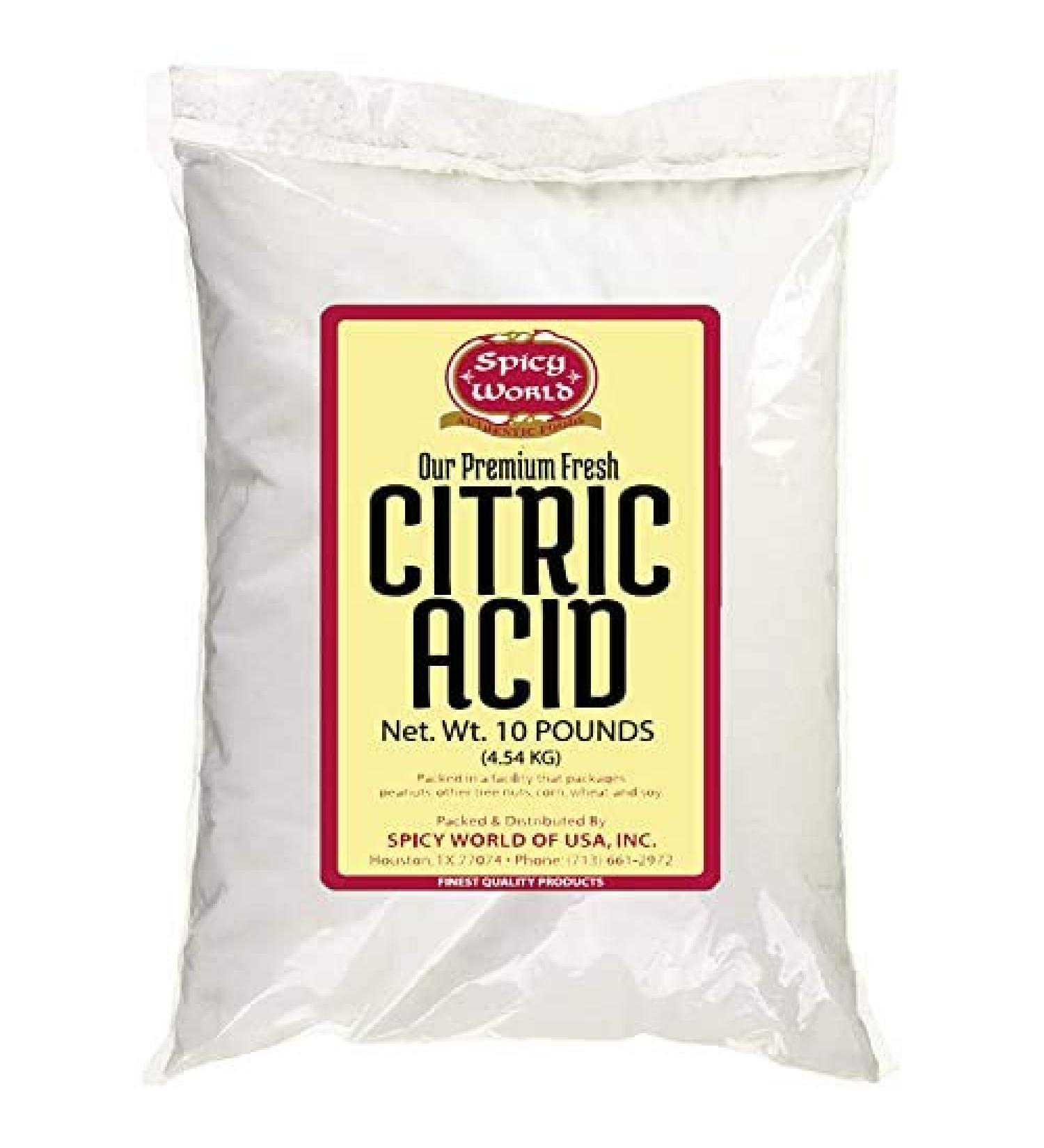 Spicy World 10lb Pure Citric Acid - Food Grade, Non-GMO, Natural Preservative & Beauty Ingredient - Buy Online on GoSupps.com