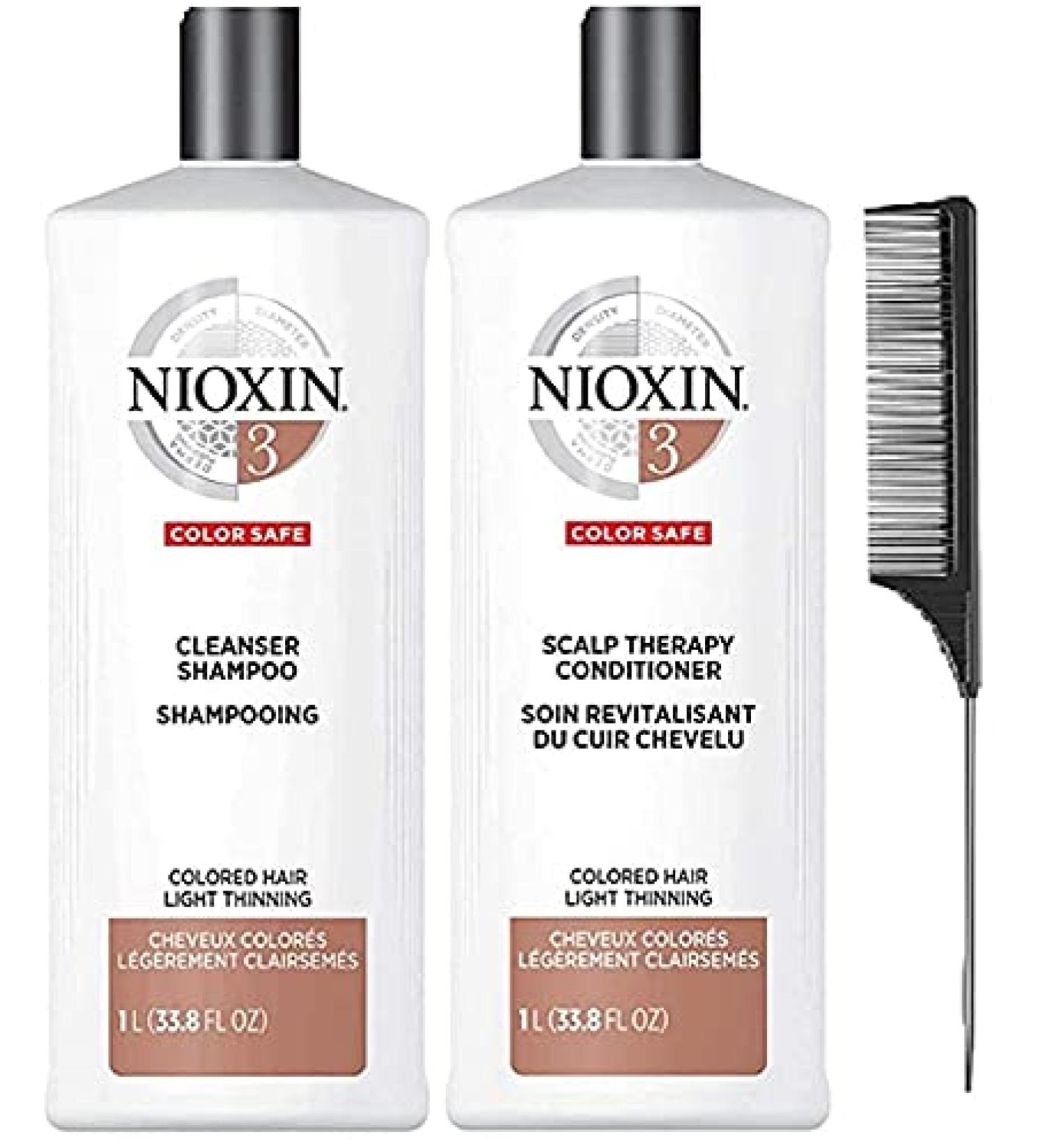 Cleanser Shampoo System 1-6 Liters Hair Care for Fine/Normal and Color/Chemically-Treated Hair with Thinning 33.8 fl oz-And Nice Black Steel Comb To Curl Your Beautiful Hair (System 3 Litter Duo) - Buy Online on GoSupps.com