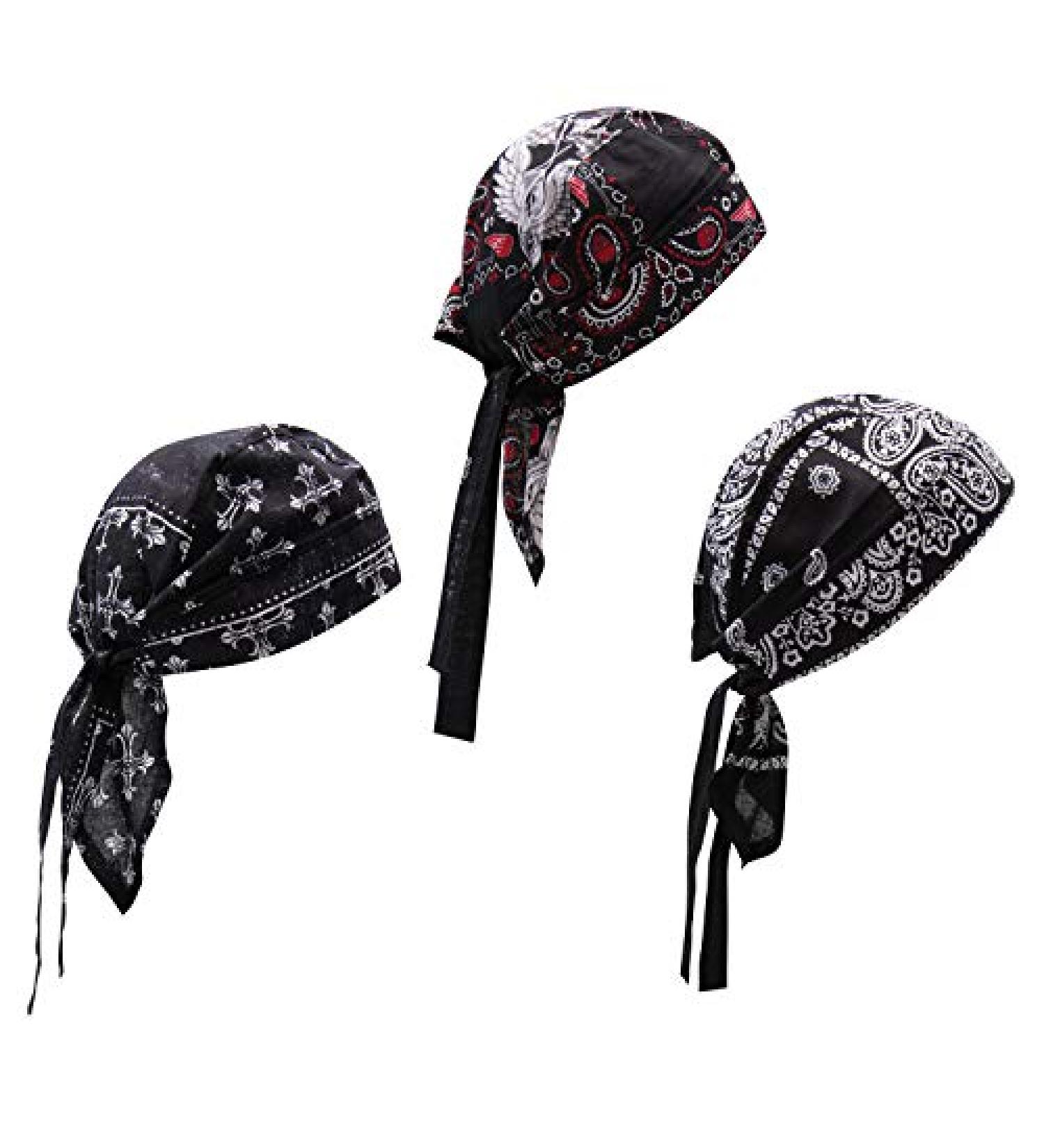 Elephant Brand Skull Caps - 100% Cotton Pack of 3 Biker Hats in Patterned & Plain Colors - Buy Online on GoSupps.com