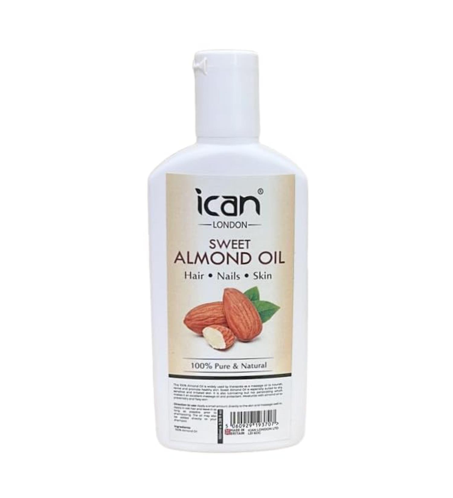 ican London Pure & Natural Sweet Almond Oil For Hair Skin & Nails 100ml - Buy Online on GoSupps.com