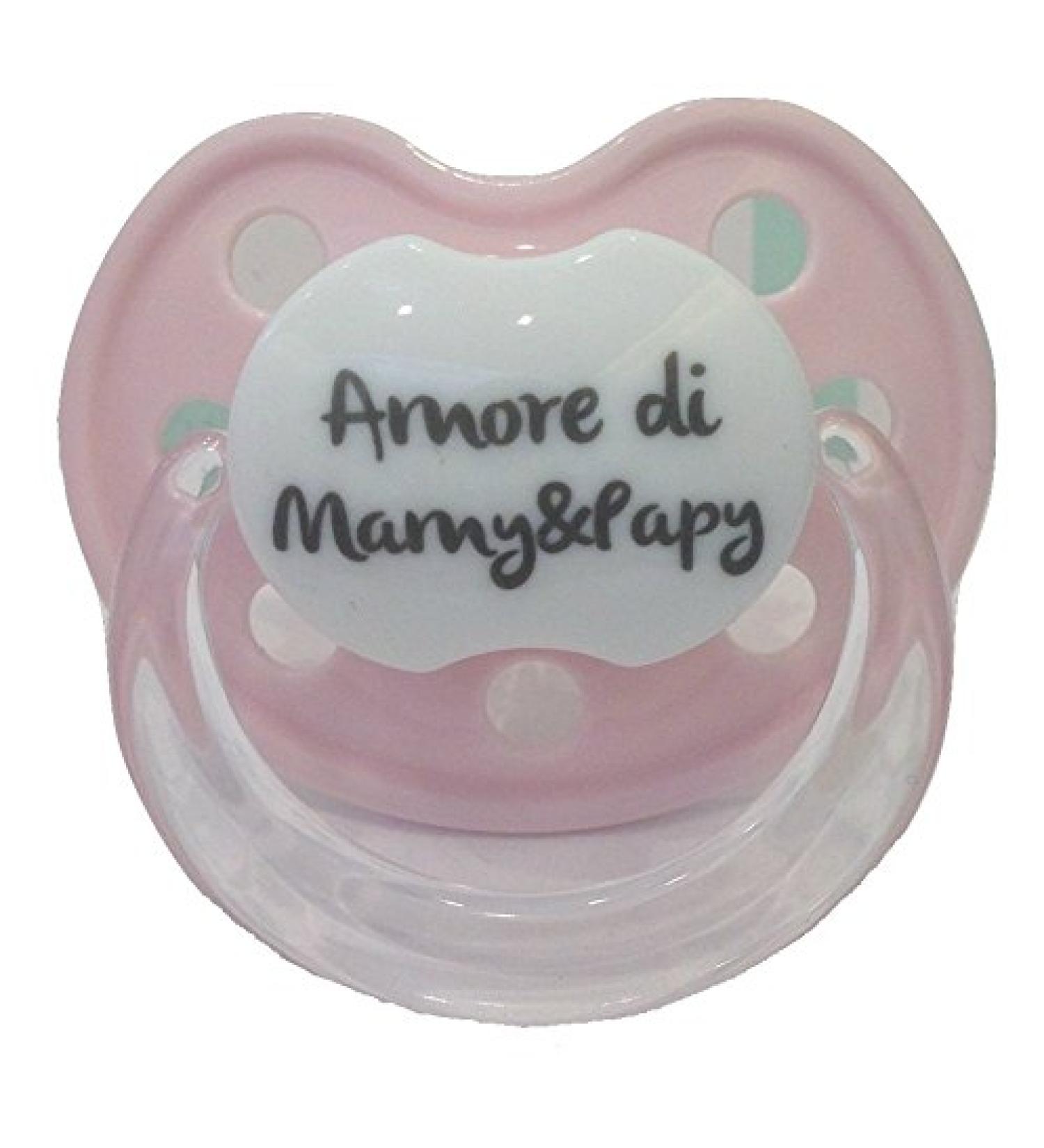 'Pacifier pacifier pink customizable with saying love from AMORE DI MAMY E PAPY 6-12 months silicone Brillabenny