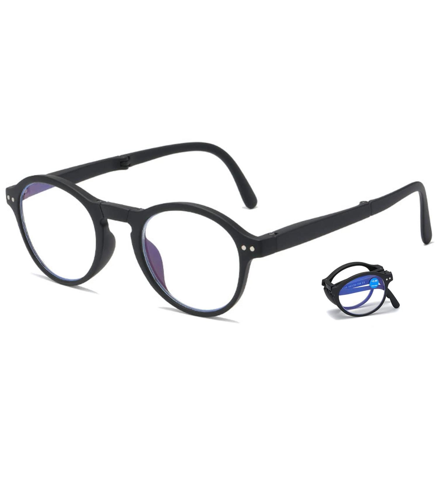 Koosufa Foldable Anti Blue Light Round Reading Glasses for Men & Women - Lightweight Feather Hinges - Buy Online on GoSupps.com