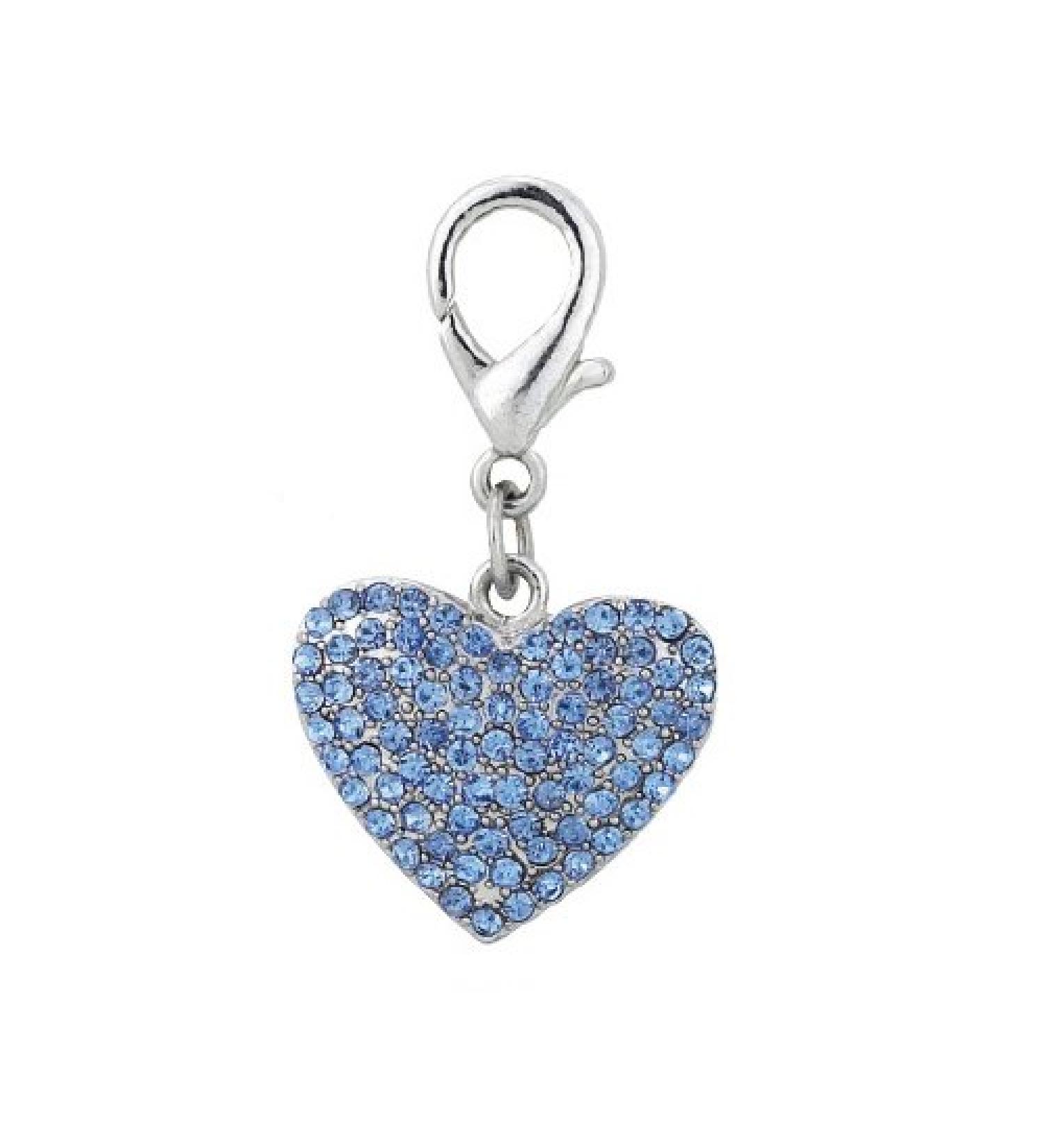 PETFAVORITES Couture Designer Bling Rhinestone Heart Pet Cat Dog Necklace Collar Charm Pendant Jewelry Blue