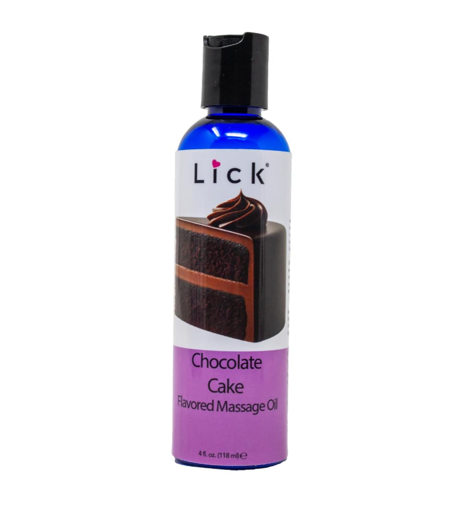 Lick Chocolate Cake Flavored Massage Oil - Edible & Warming Coconut Body Oil for Couples | Nourishing Date Night Essential (4 oz - Buy Online on GoSupps.com