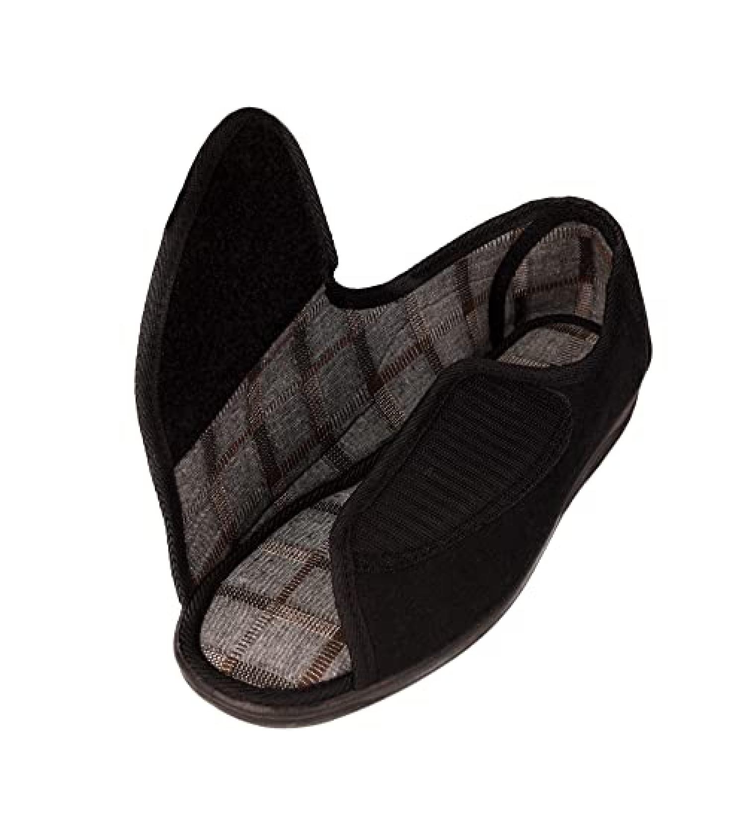 Men's Extra-Wide 80-D Memory Foam Diabetic Slipper | Adjustable Closures | Warm Plush Fleece | Arthritis Edema Swollen House Shoes | Machine Washable | Anti-Slip Sole | Black - Size 12 - Buy Online on GoSupps.com