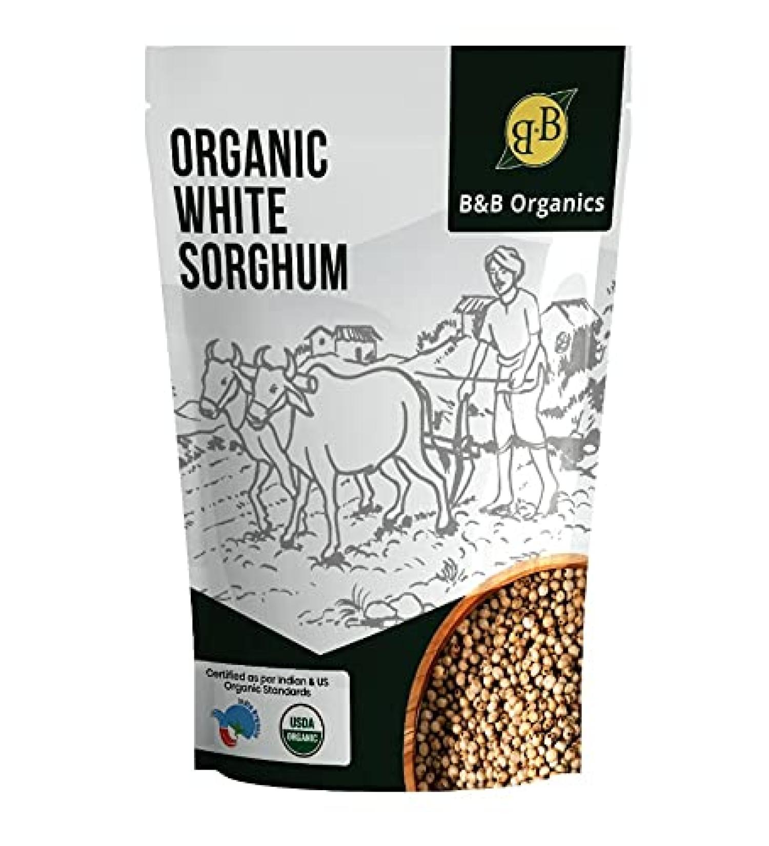 B&B Organics White Sorghum (1 kg /2.2 lbs) (Indian Millet | Gluten free | Whole grain | USDA Certified) - Buy Online on GoSupps.com