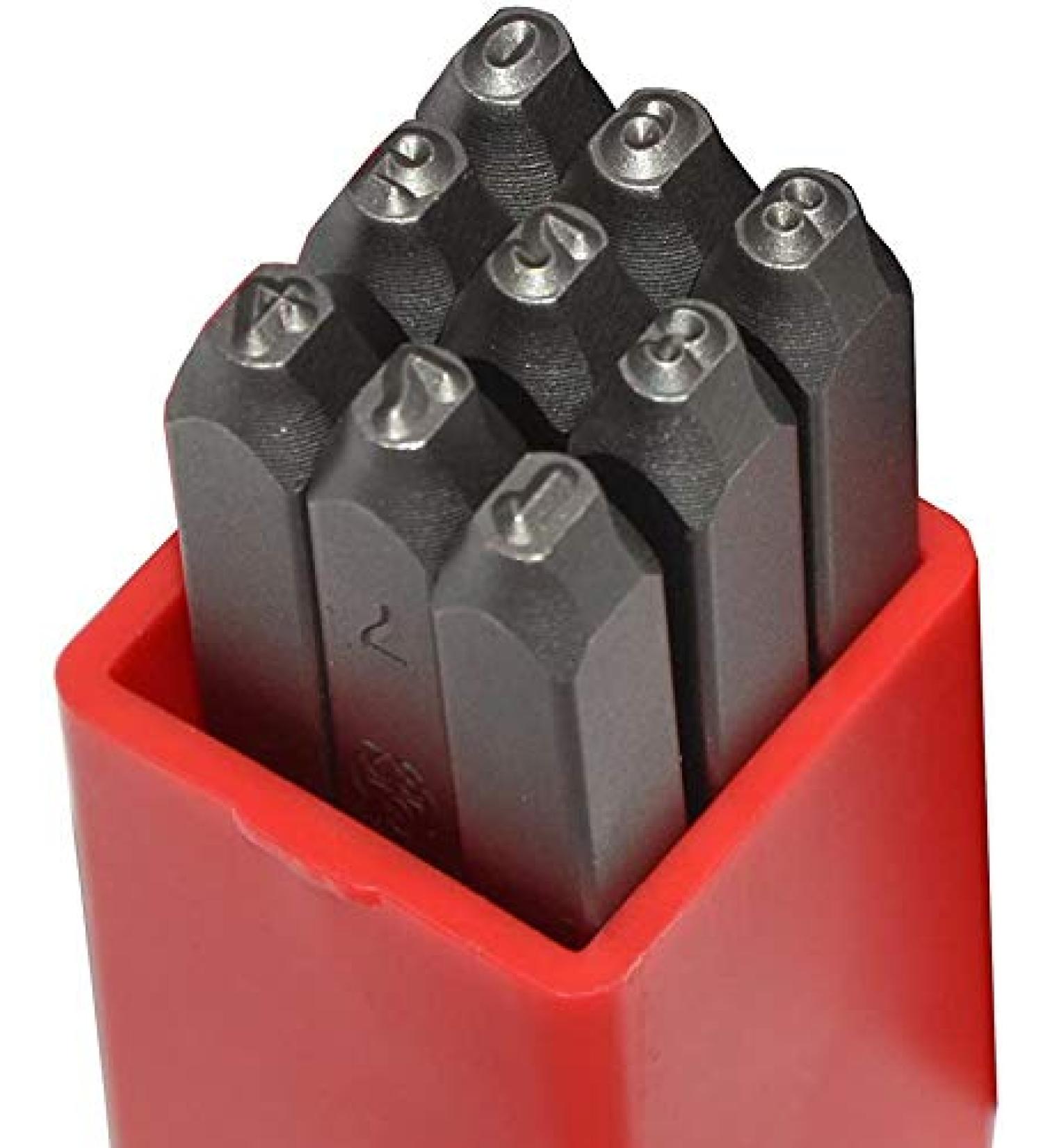 Edward Tools Steel Number Stamps 3mm - 0 to 9 - for Marking Wood or Metal - Heavy Duty Chrome Vanadium - Included Carrying Case