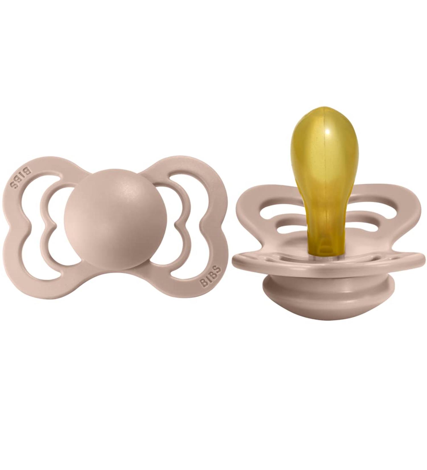 BIBS Supreme BPA-Free Natural Rubber Baby Pacifiers from Denmark | Set of 2 Soothers (Blush 6-18 Months) - Buy Online on GoSupps.com