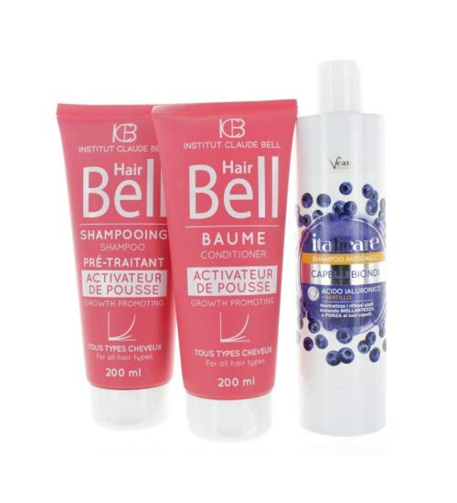  Veana Blueberry hyaluronic acid shampoo 300ml with yellow spots + HairBell shampoo and conditioner 2 x 200ml accelerates and promotes hair growth against yellow hair. - Buy Online on GoSupps.com