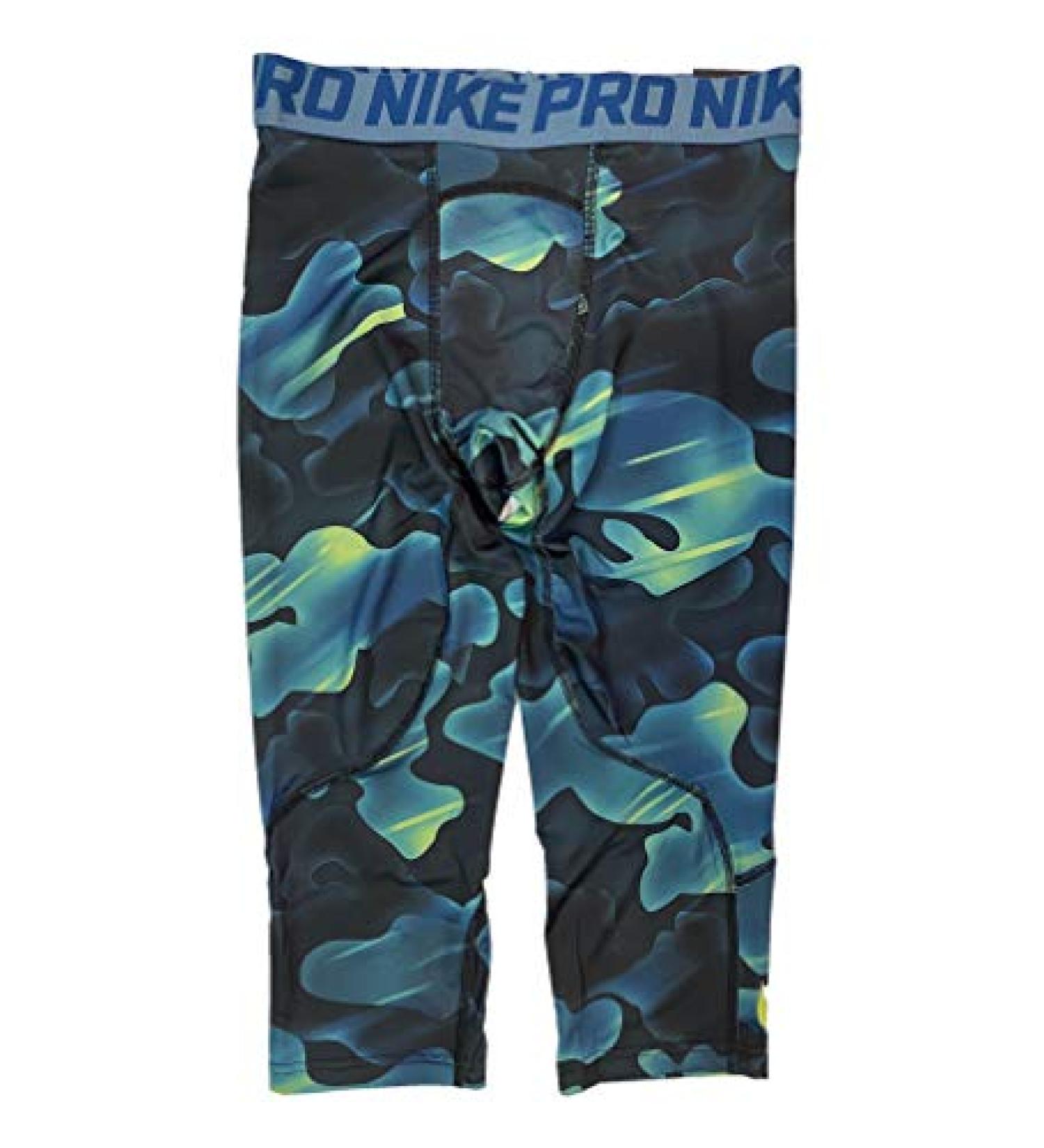 Nike Boys Pro Cool 3/4 Tights (Green(940361-474)/Yellow, Large)