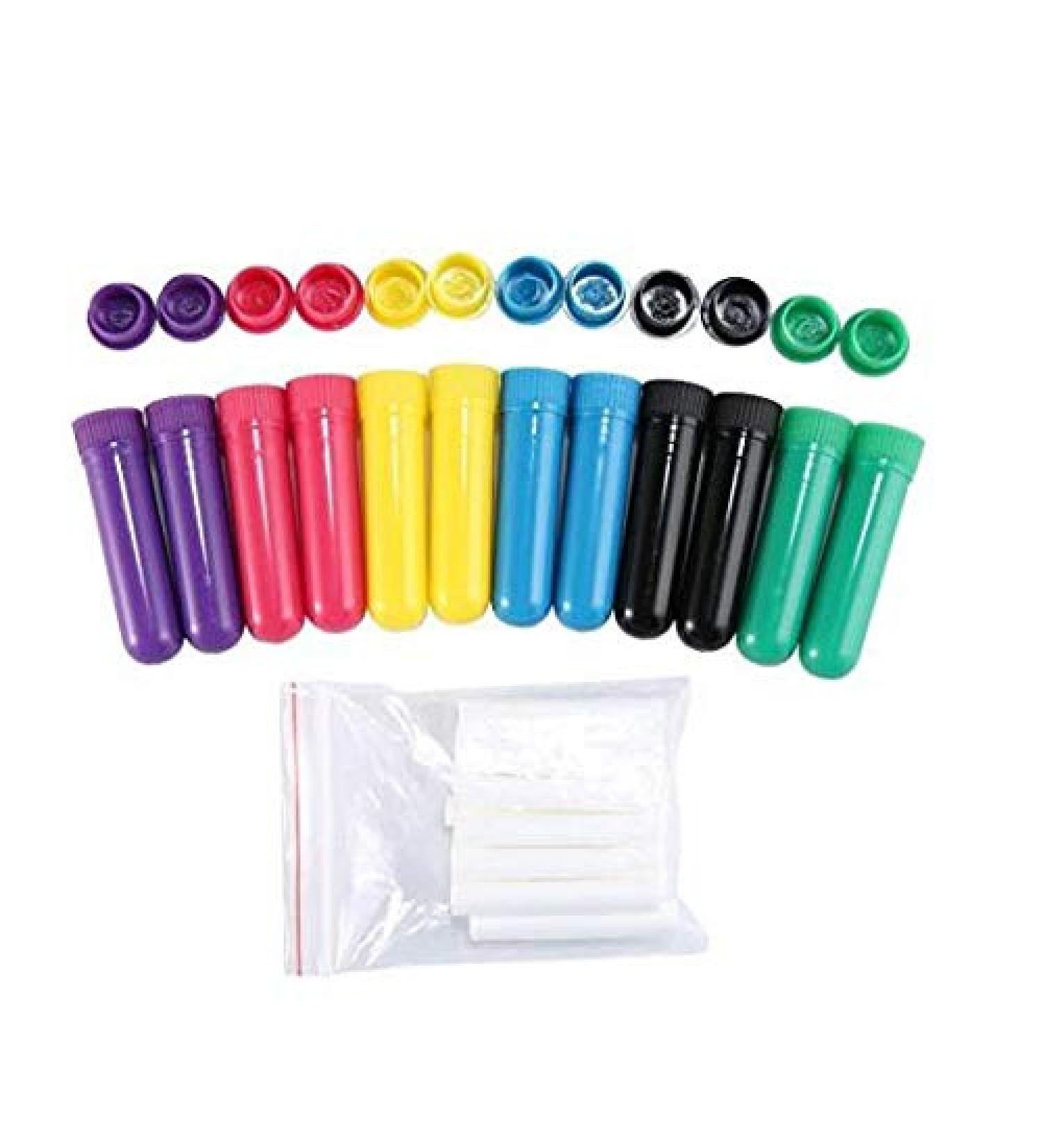 SH Ruidu 12-Piece Essential Oil Nose Inhaler Set - Refillable Aromatherapy Tubes in 6 Colors with Blue | International Shipping - Buy Online on GoSupps.com