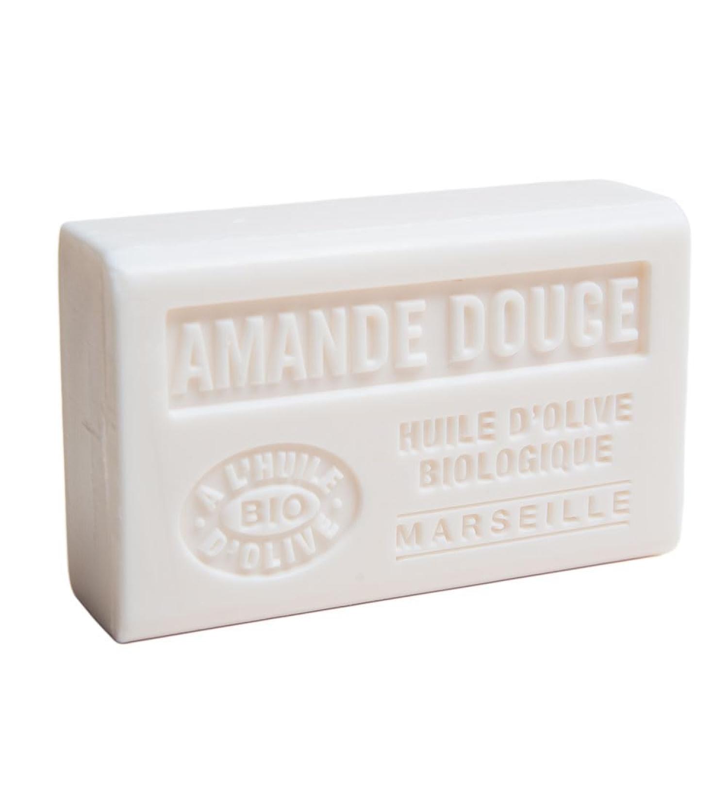 Savon de Marseille - French Exfoliating Soap Made With Pure Organic Olive Oil and Shea Butter - Sweet Almond Fragrance - 125 Gram Bar