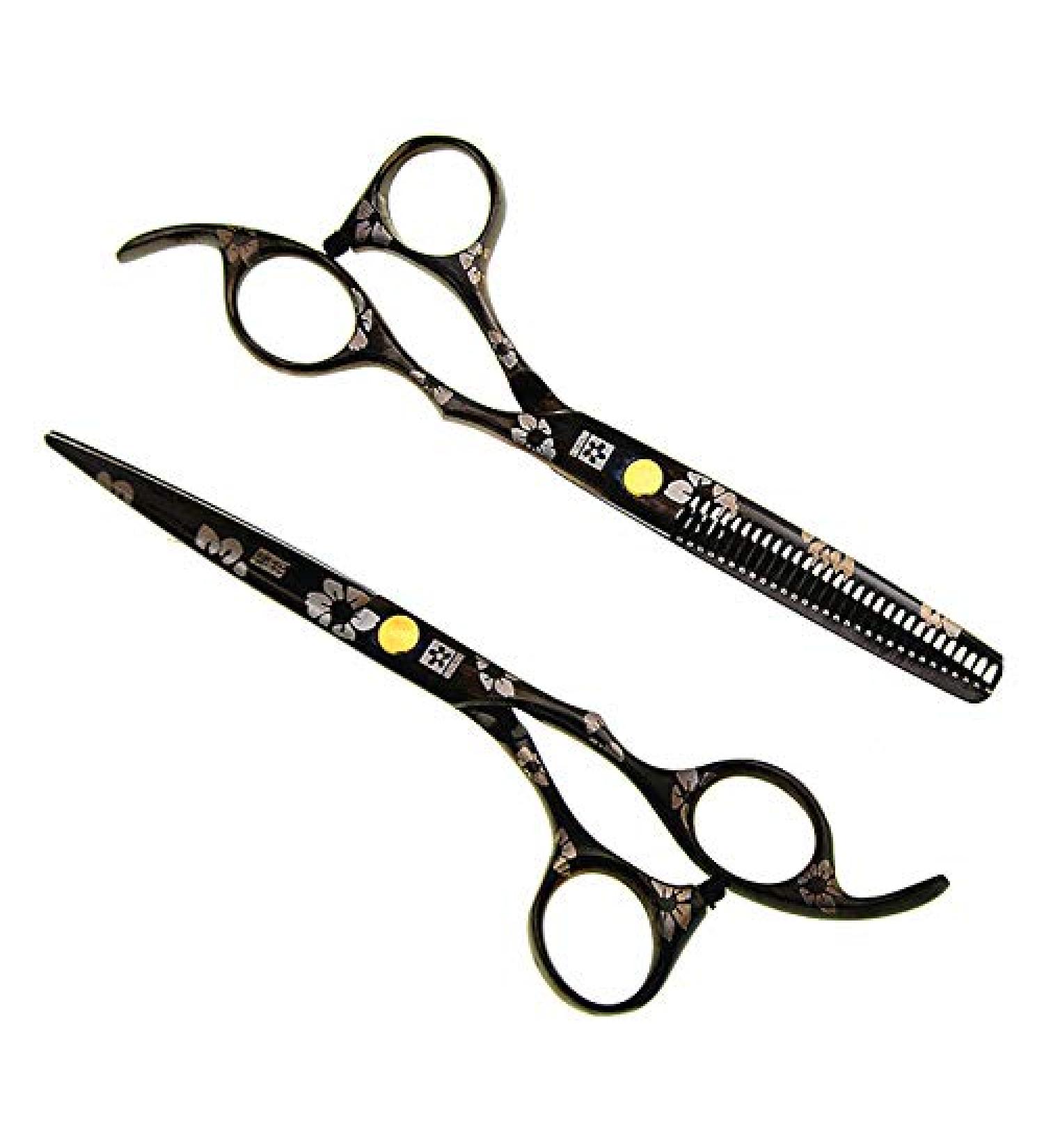 Hair Cutting Scissors 6 Inch Professional Japan 440c Black Cherry Hair Scissors Haircut Scissor Thinning Barber Cutting Shears Hairdresser Scissors Set - Buy Online on GoSupps.com