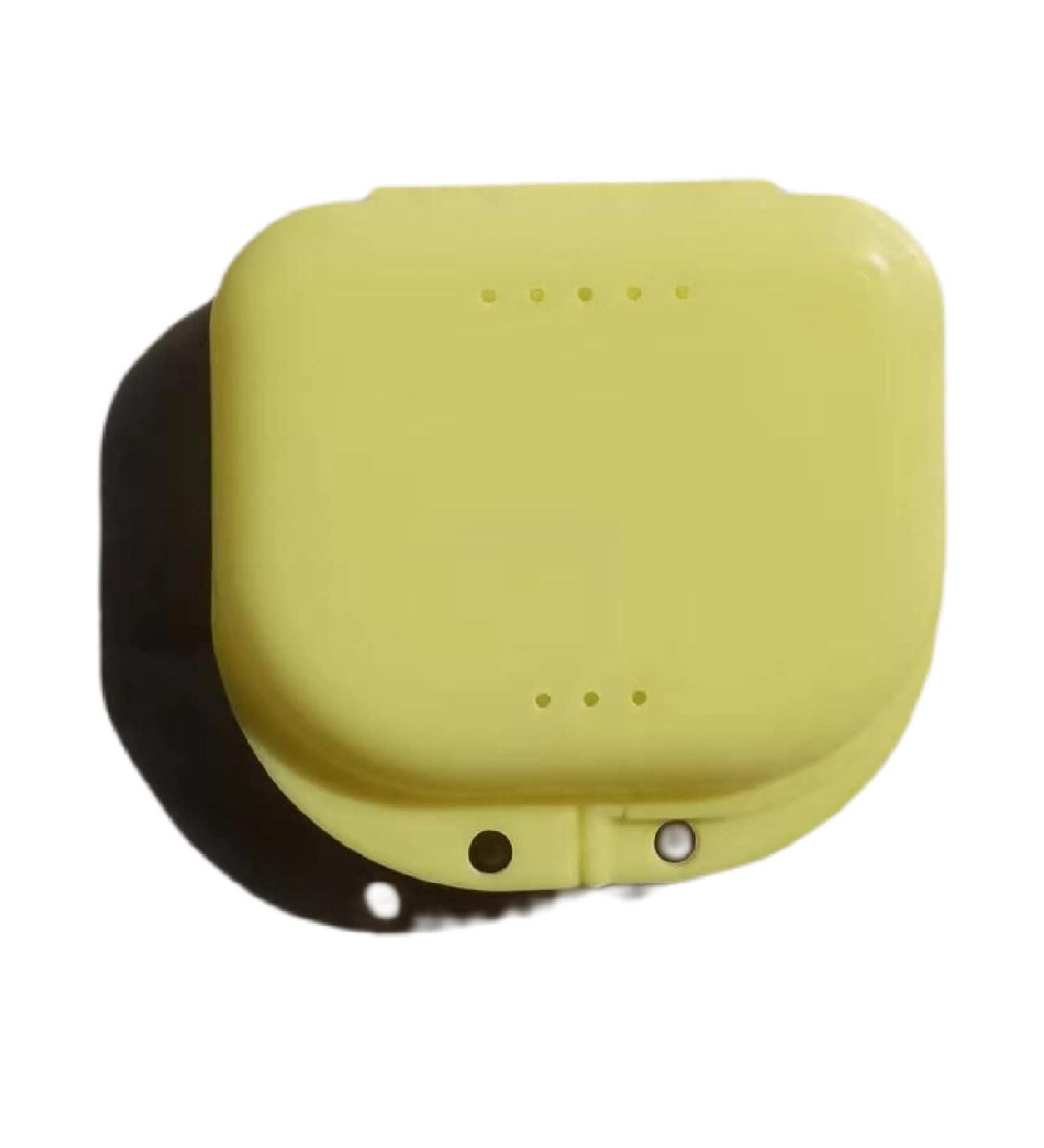 Denture Box Retainer Case Denture Storage Bath Box Denture Holder Box Cleaning Box Lightweight and Portable Cleaning Box with Filter (S Yellow) S Yellow
