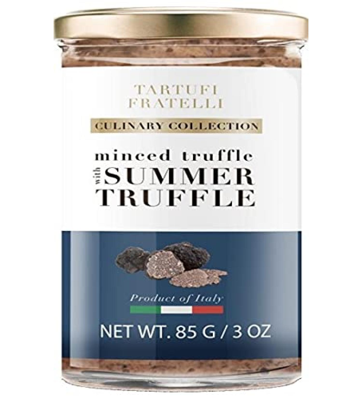 AYC NATURALS The Original TARTUFI FRATELLI Minced Summer Truffles 3 oz. (85g) - Product of Italy Non-GMO, Gourmet Food Quality, Vegan , Vegetarian, Gluten Free