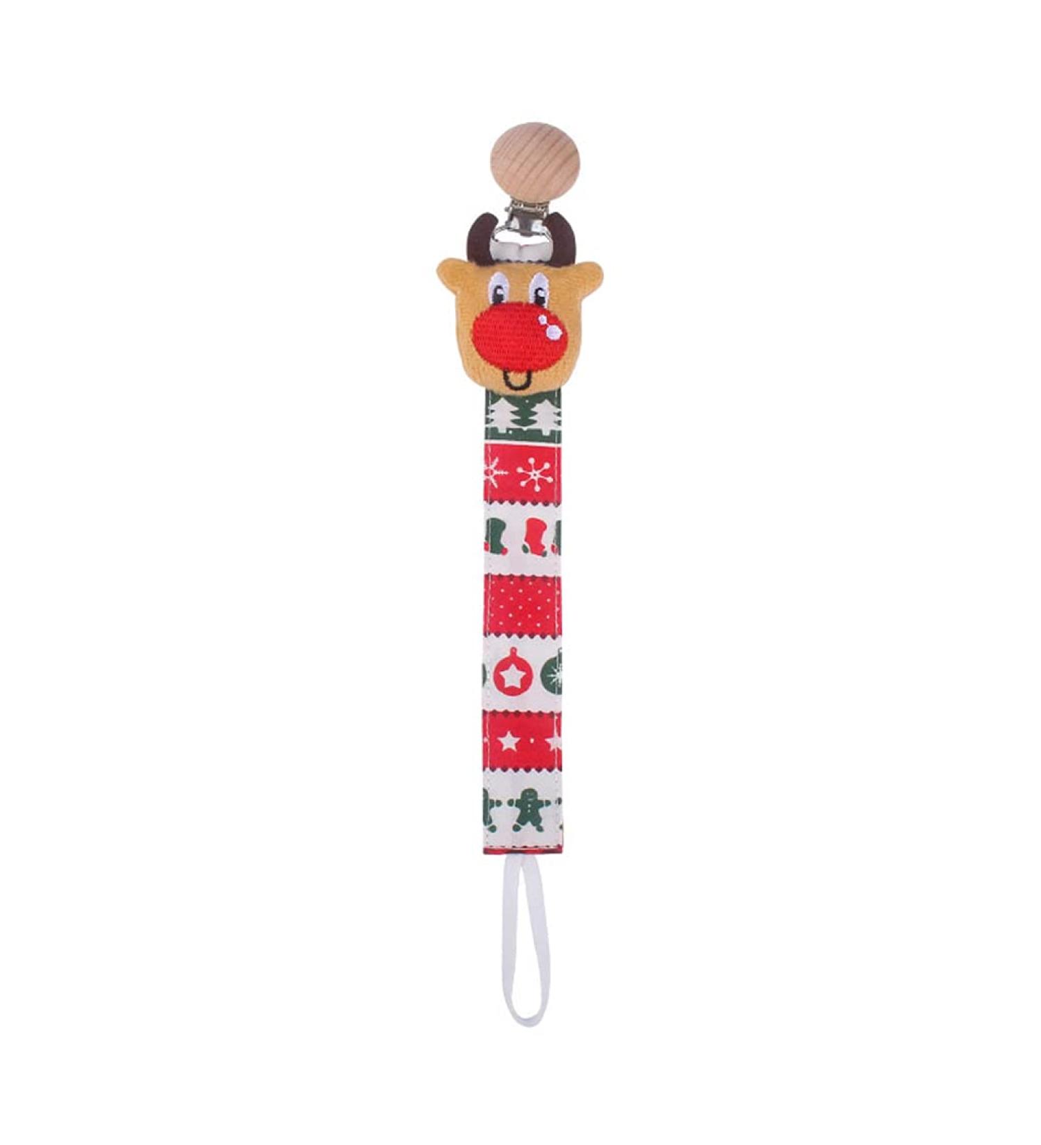 TIAN-K Christmas Elk Pacifier Chain | Cotton Teething Toy for Newborns | International Shipping - Buy Online on GoSupps.com