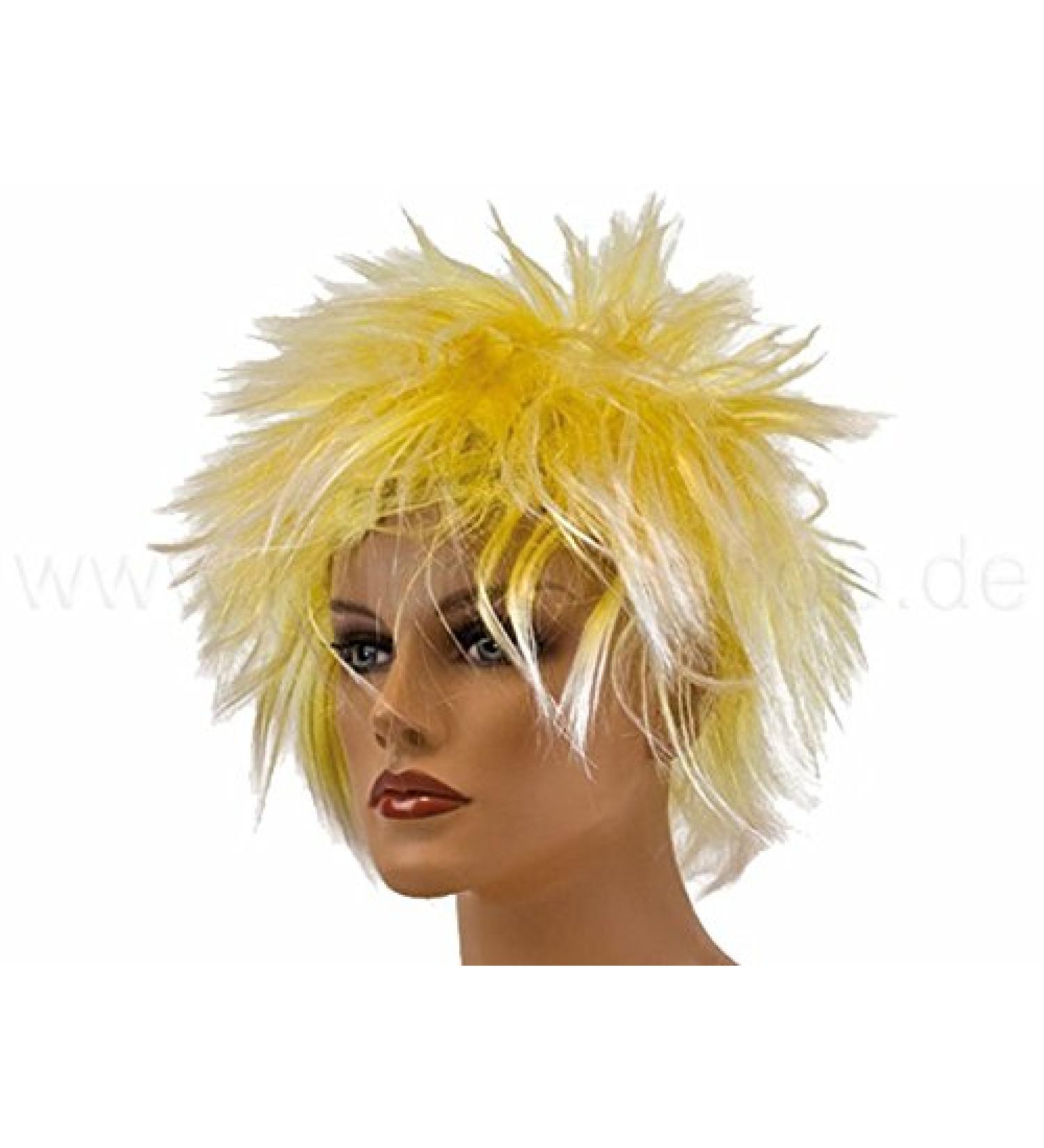 SZ-DESIGN Punk Wig Short Hair Carnival Wig Curls (Yellow / White)